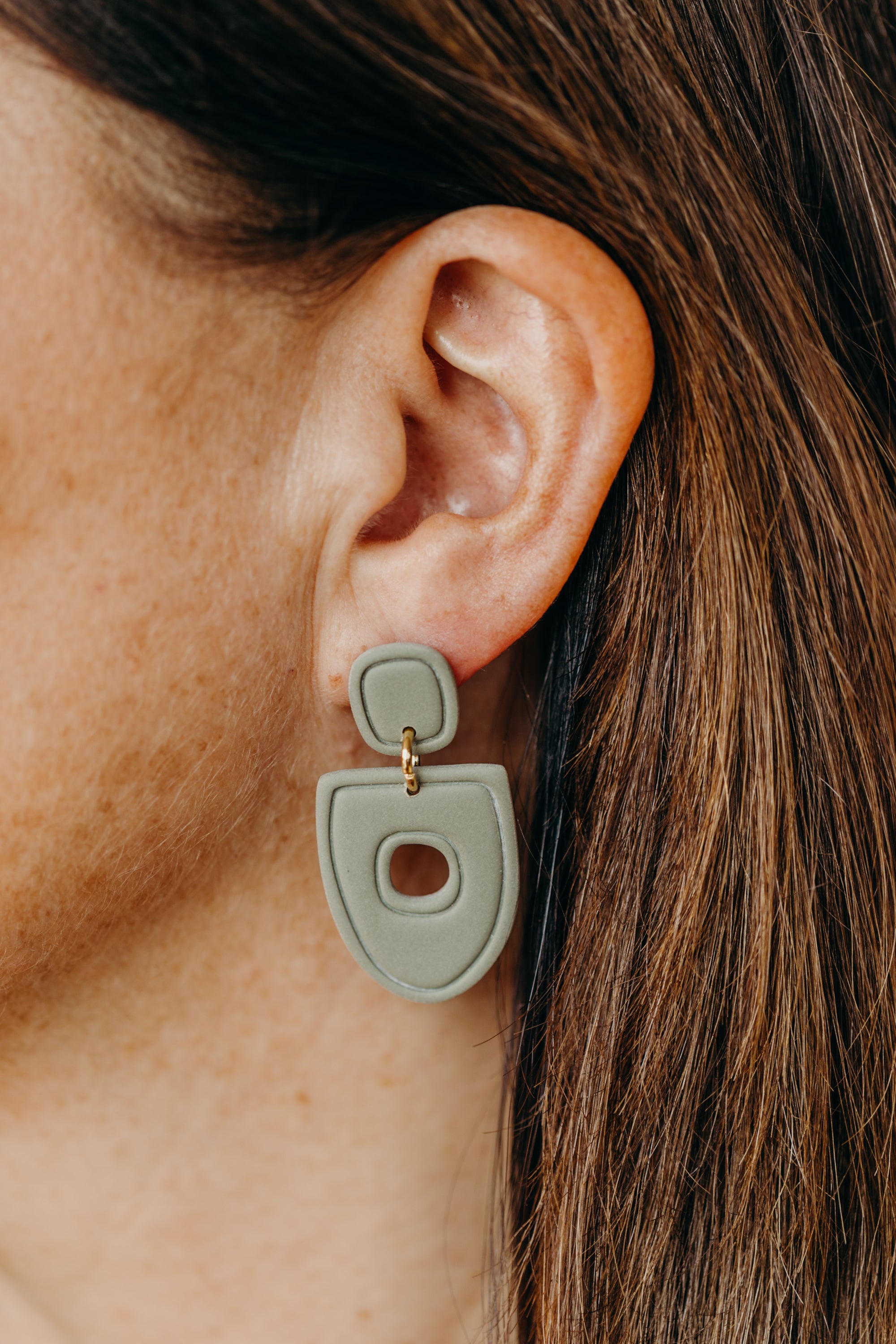 Polymer Clay Earring in Eucalyptus Green