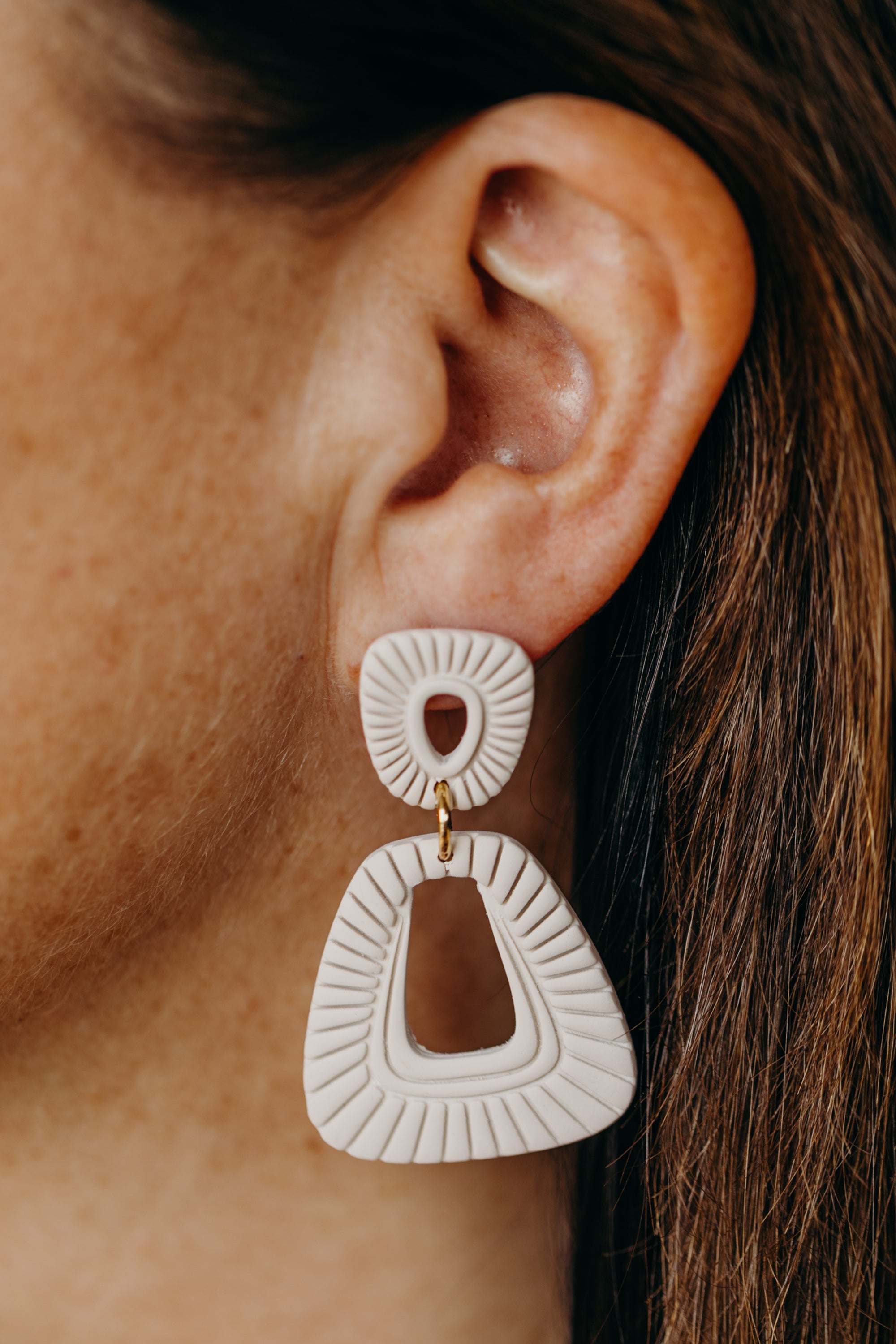 Francesca - Polymer clay earrings in orange, light purple and red