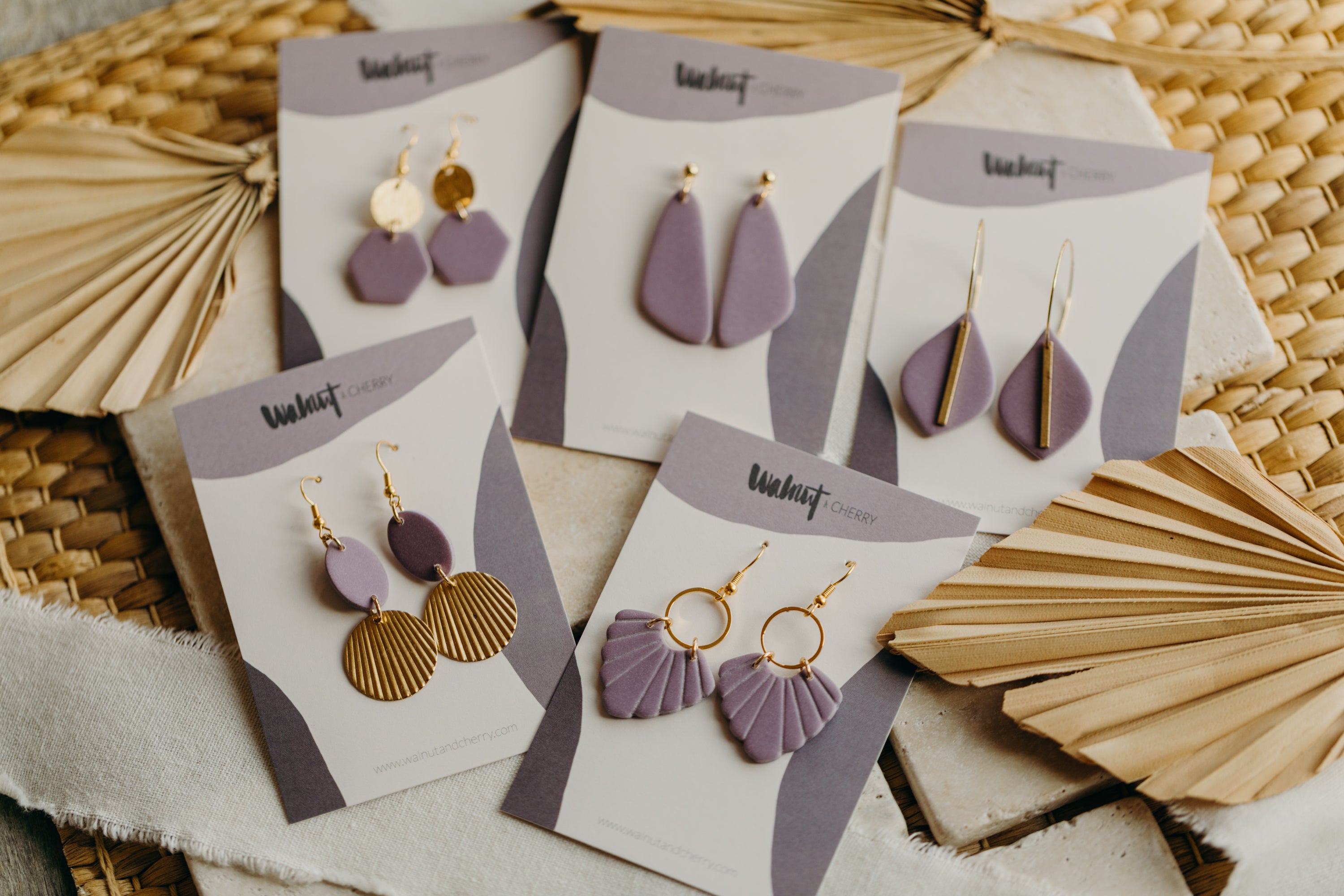 Polymer Ton Ohrringe in der Farbe Helles Lila