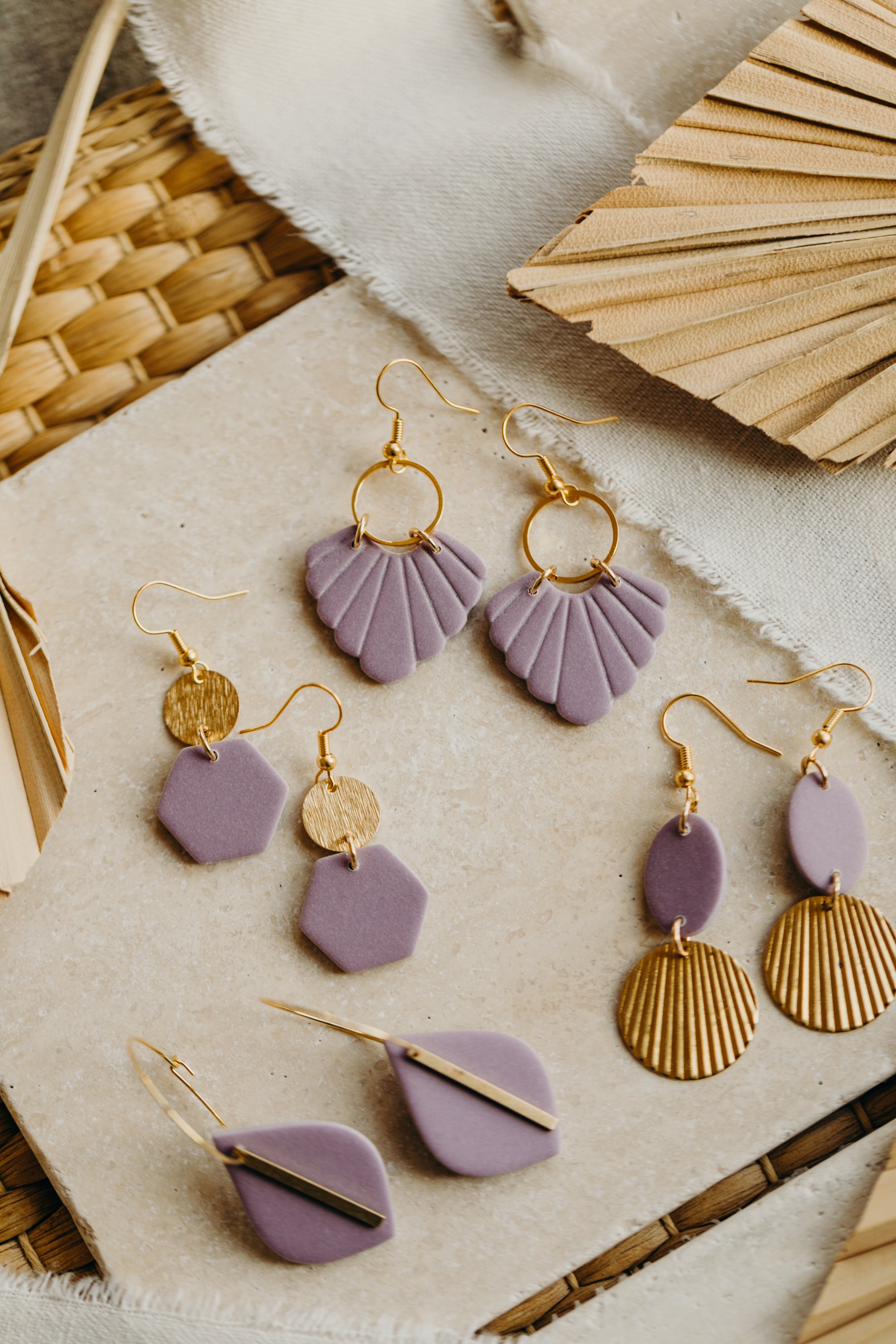 Polymer Ton Ohrringe in der Farbe Helles Lila