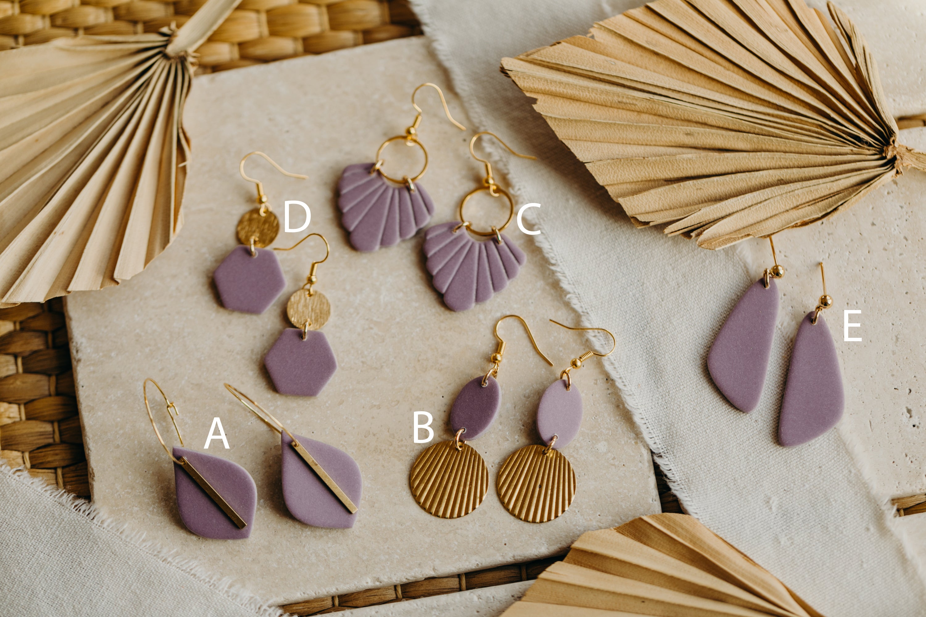 Polymer Ton Ohrringe in der Farbe Helles Lila