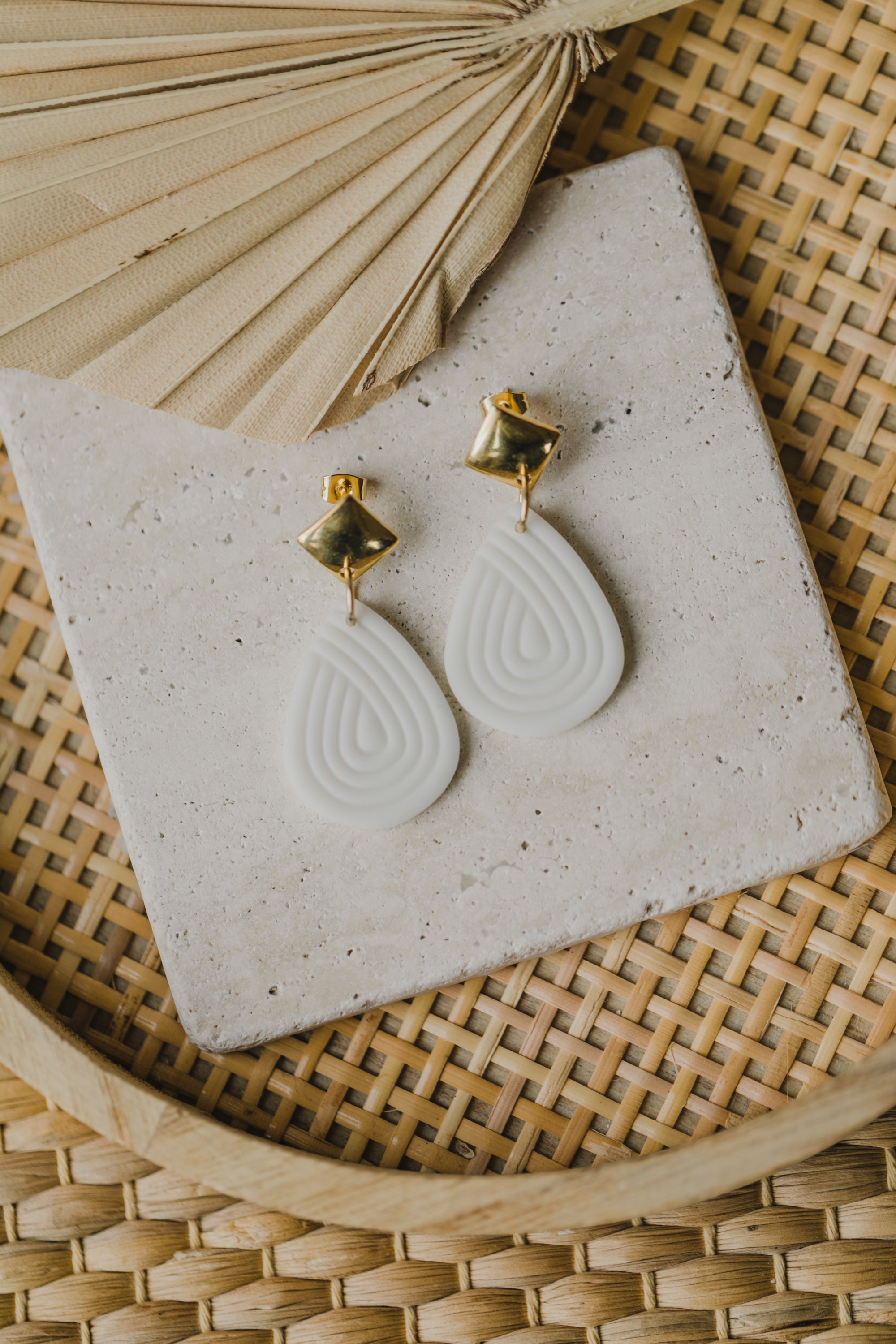 Polymer Clay Earring in Eucalyptus Green