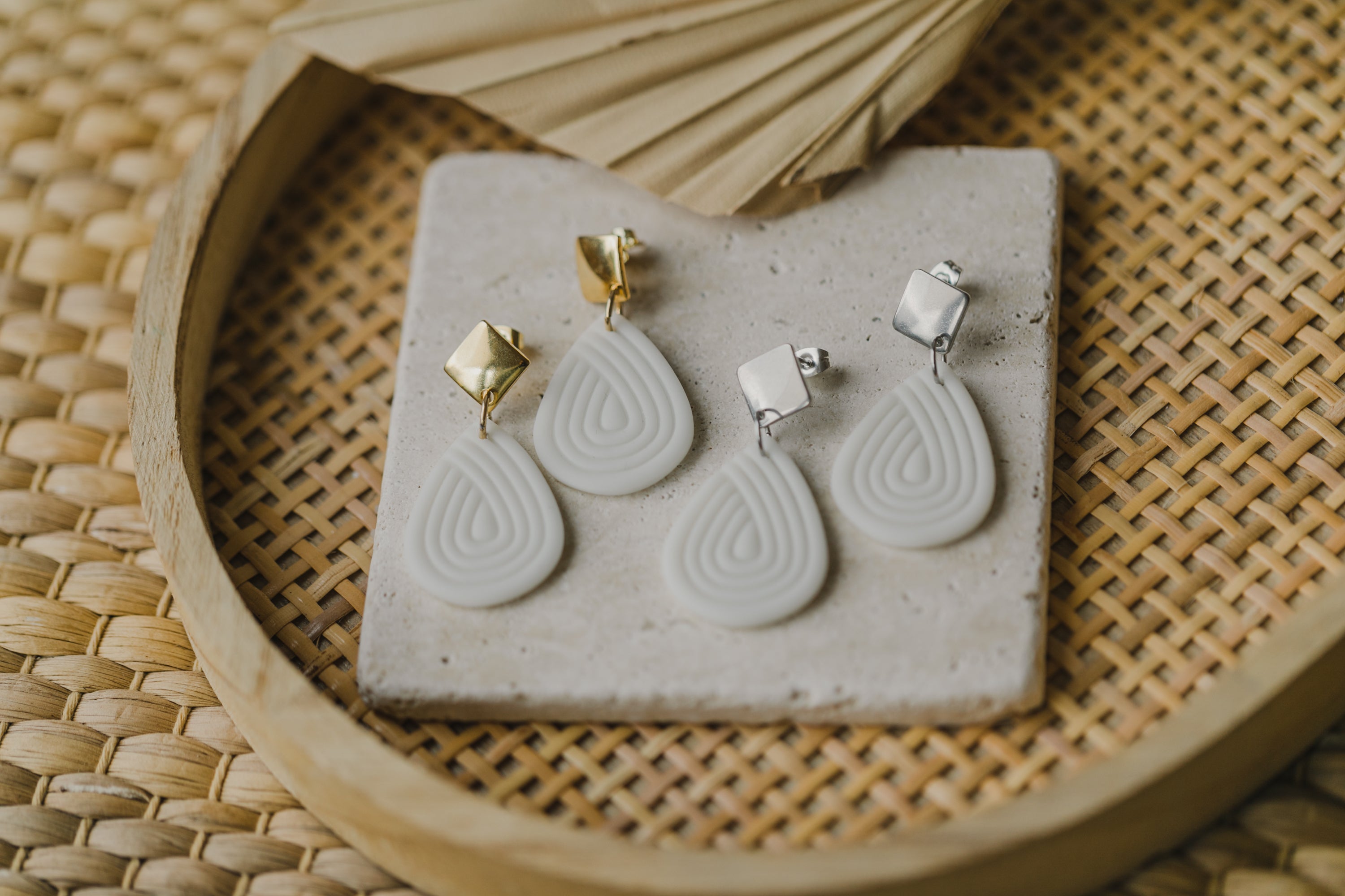 Polymer Clay Earring in Eucalyptus Green