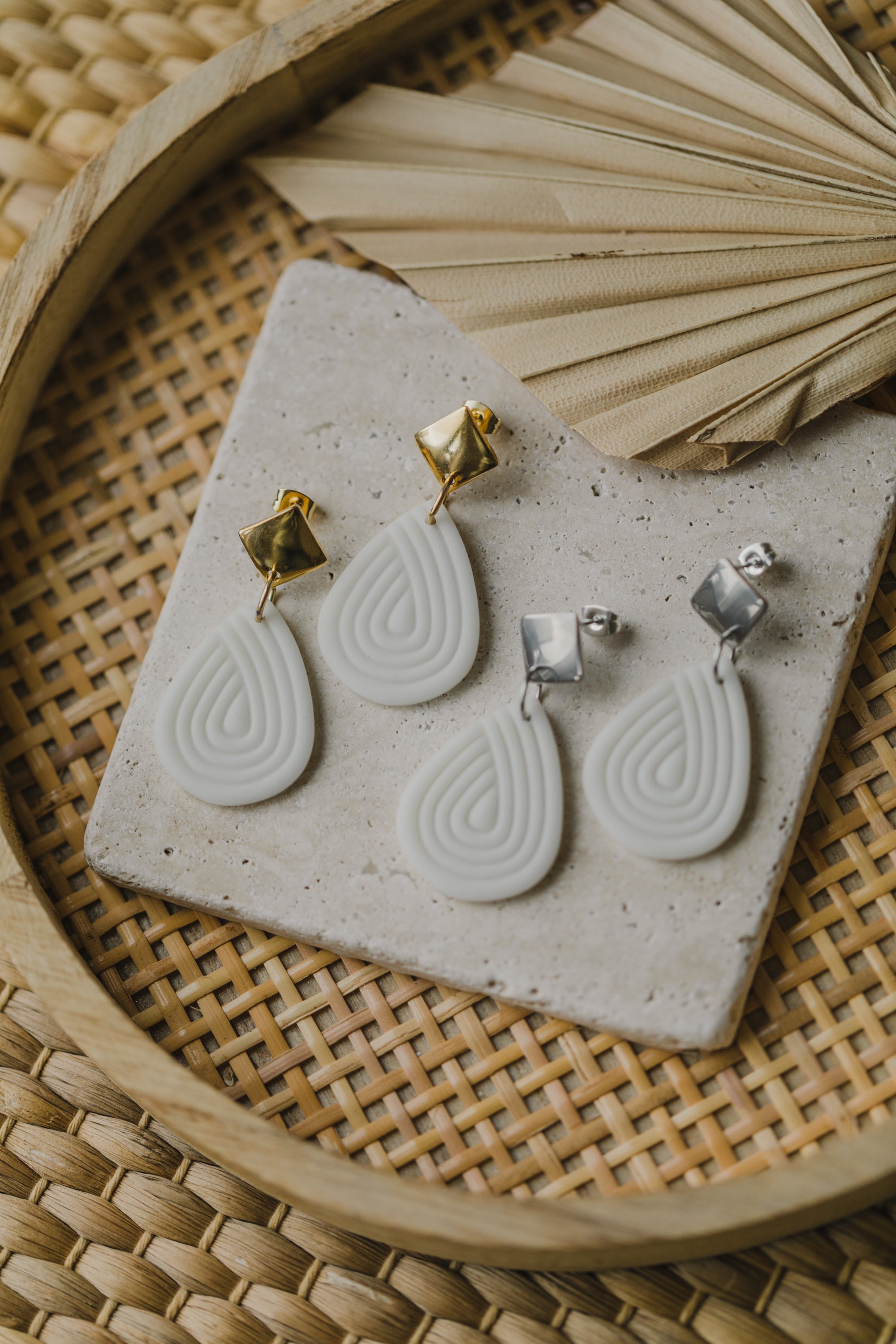 Polymer Clay Earring in Eucalyptus Green