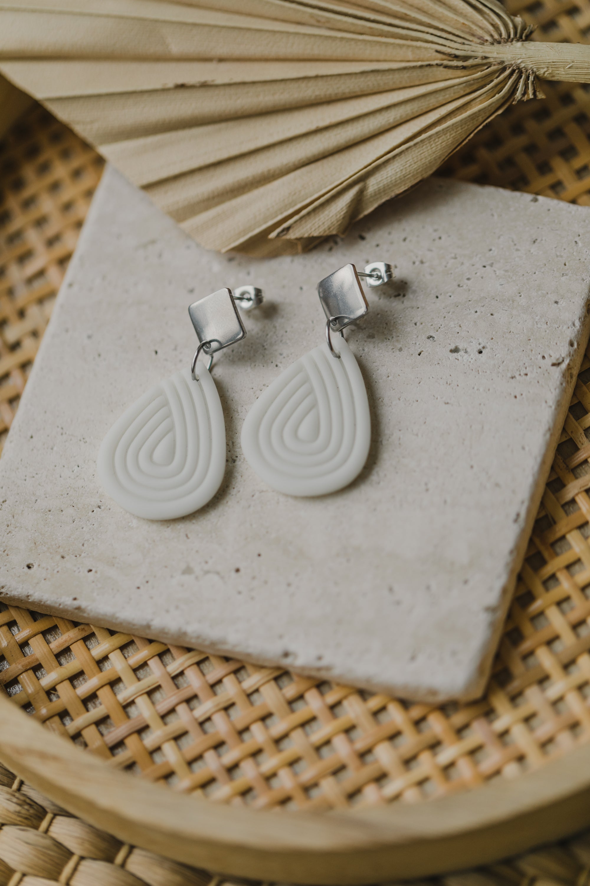 Polymer Clay Earring in Eucalyptus Green