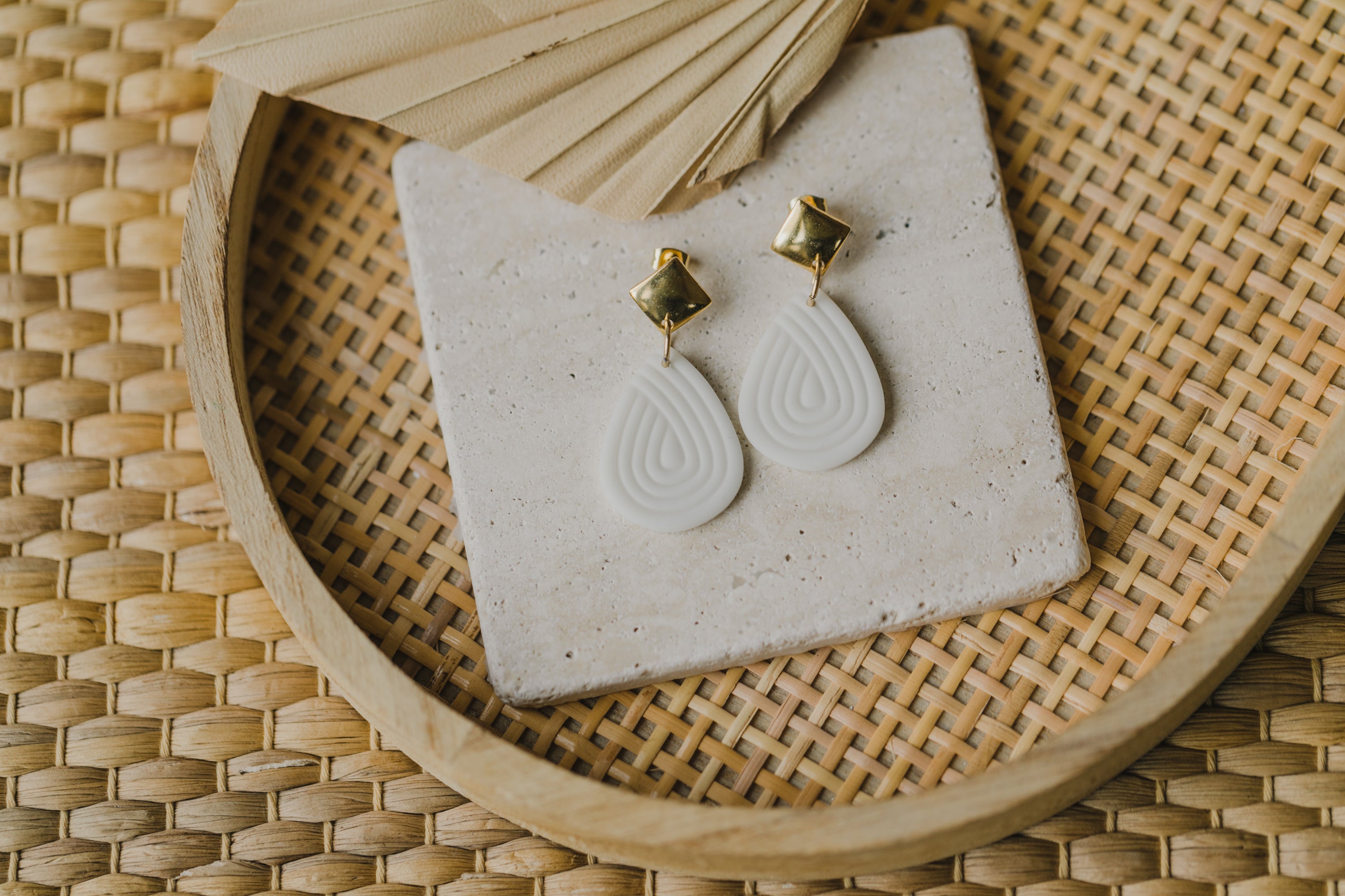 Polymer Clay Earring in Eucalyptus Green