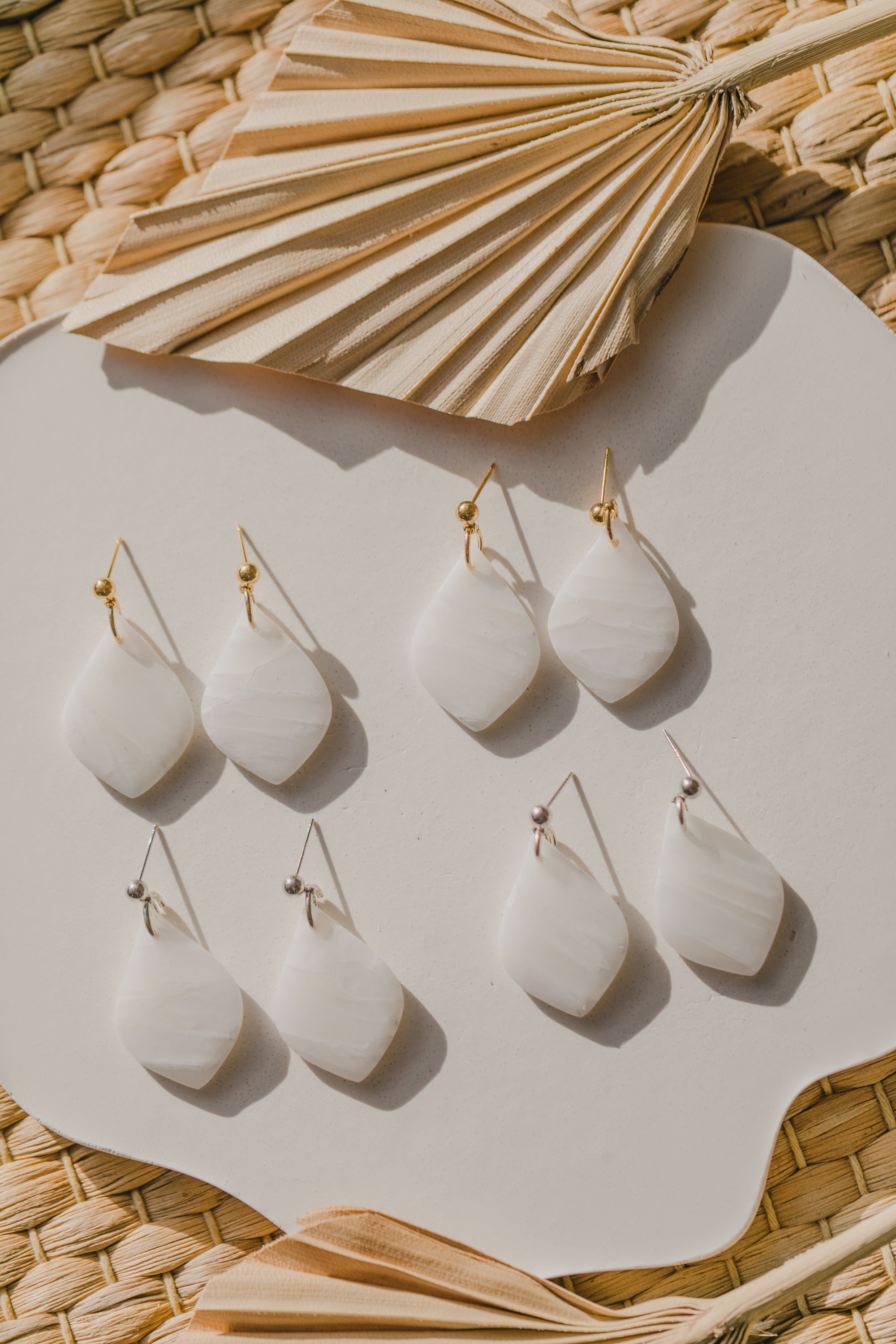 round polymer clay earrings with brass pendant circle