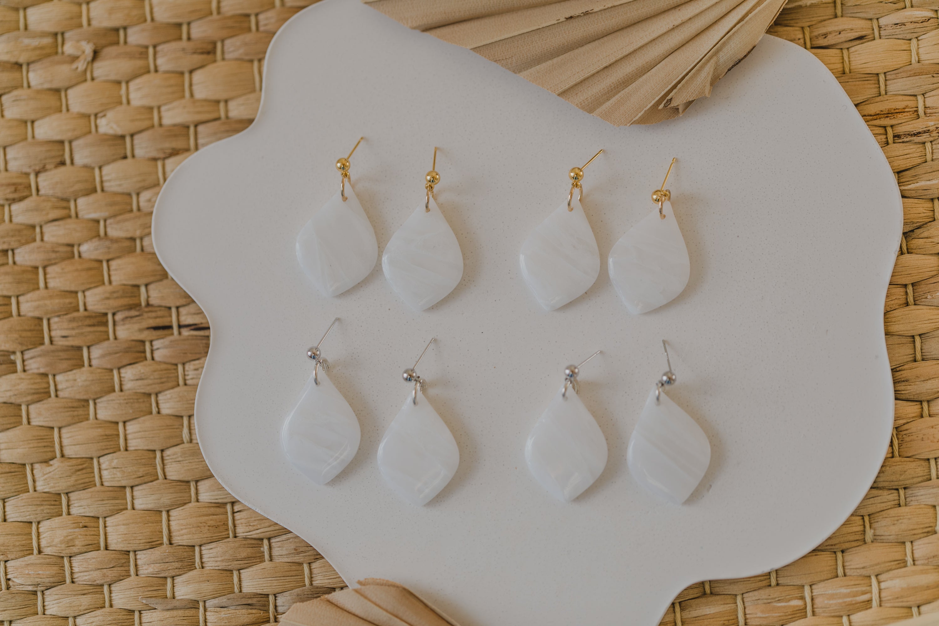 round polymer clay earrings with brass pendant circle