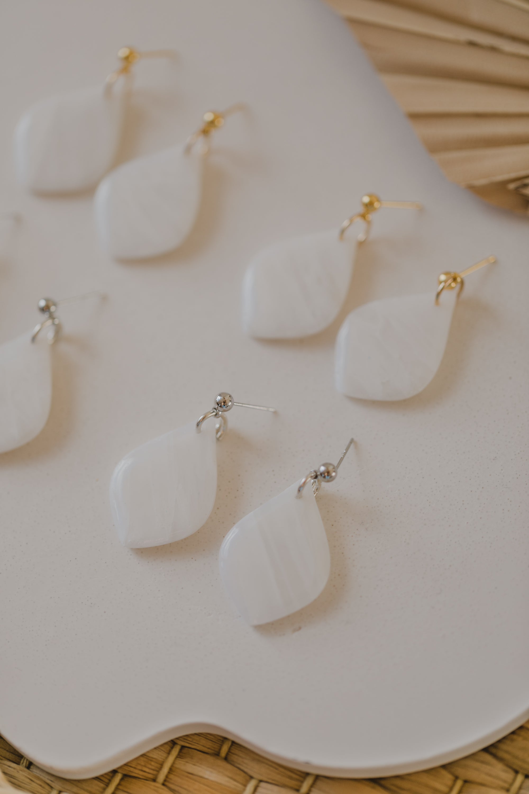 round polymer clay earrings with brass pendant circle