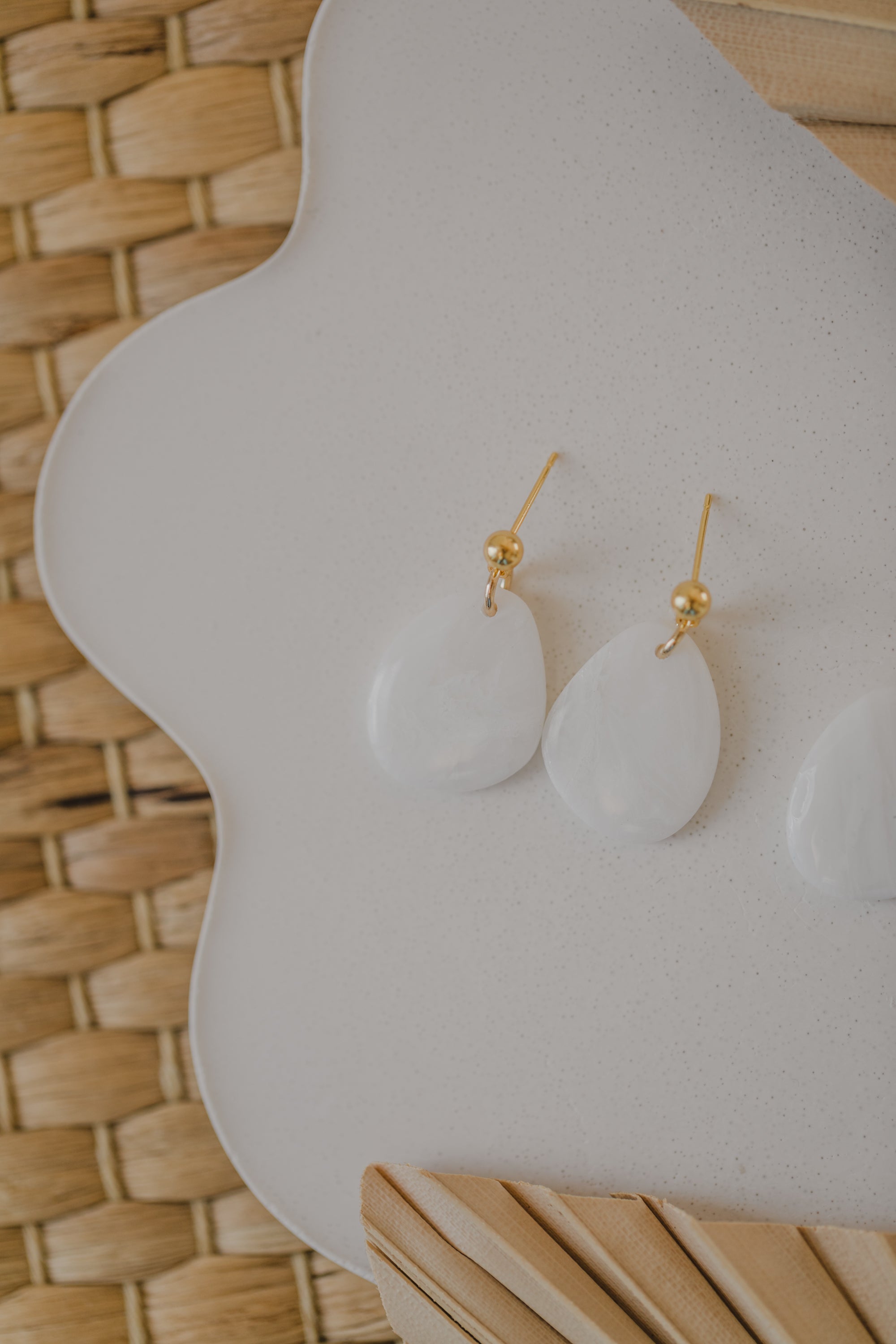 round polymer clay earrings with brass pendant circle