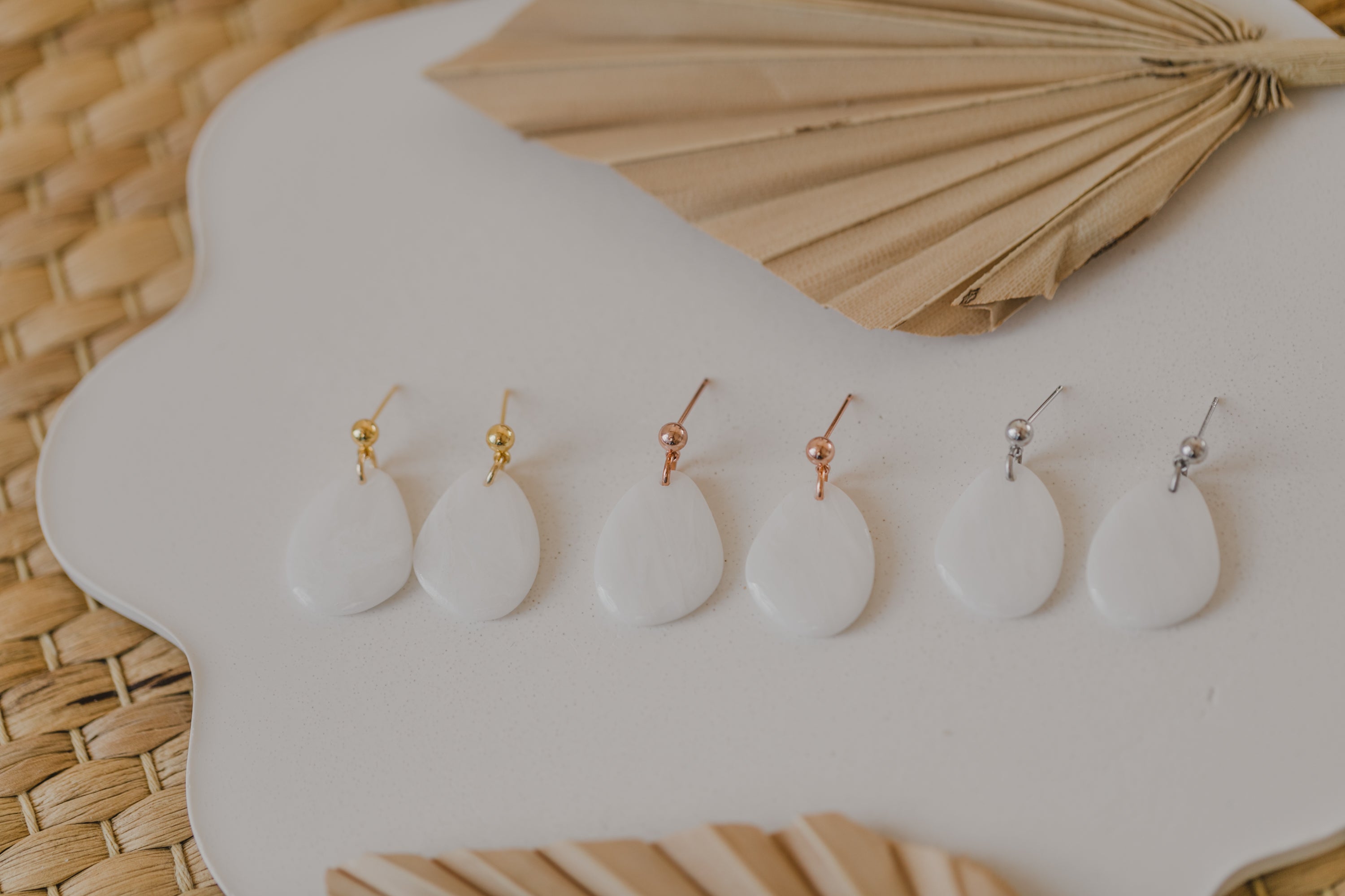 round polymer clay earrings with brass pendant circle