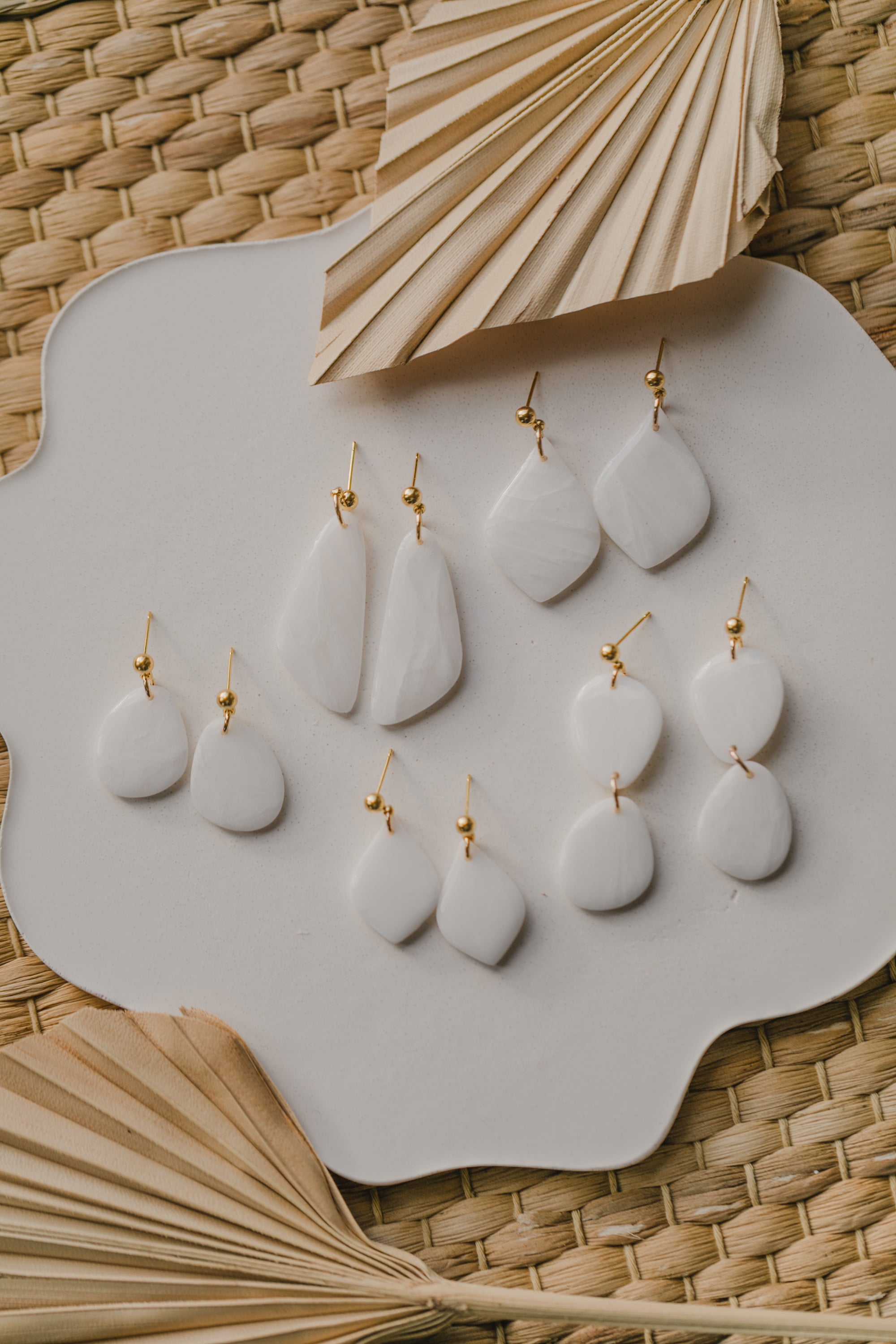 round polymer clay earrings with brass pendant circle