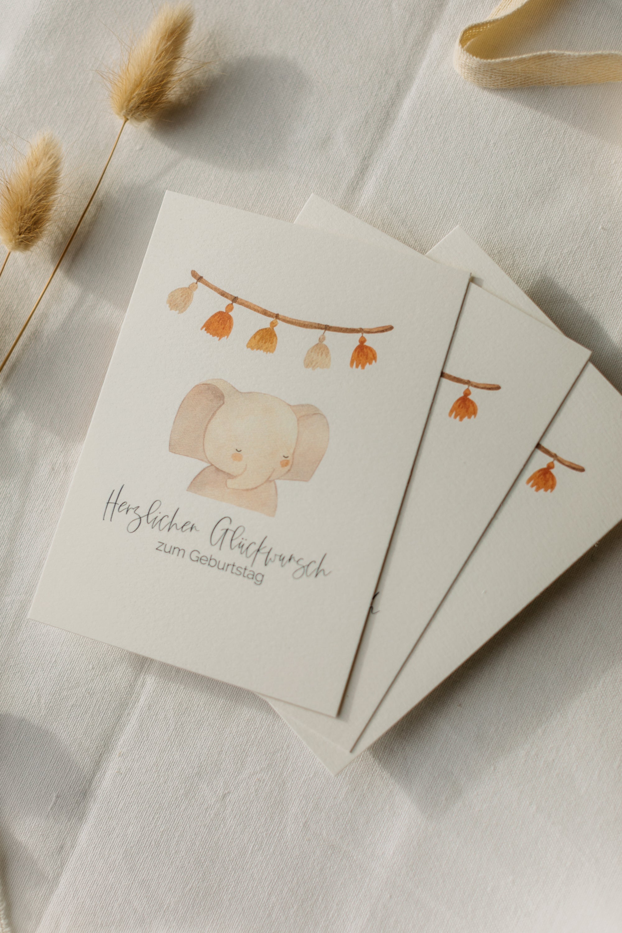 Postkarte Elefant "Herzlichen Glückwunsch zum Geburstag"