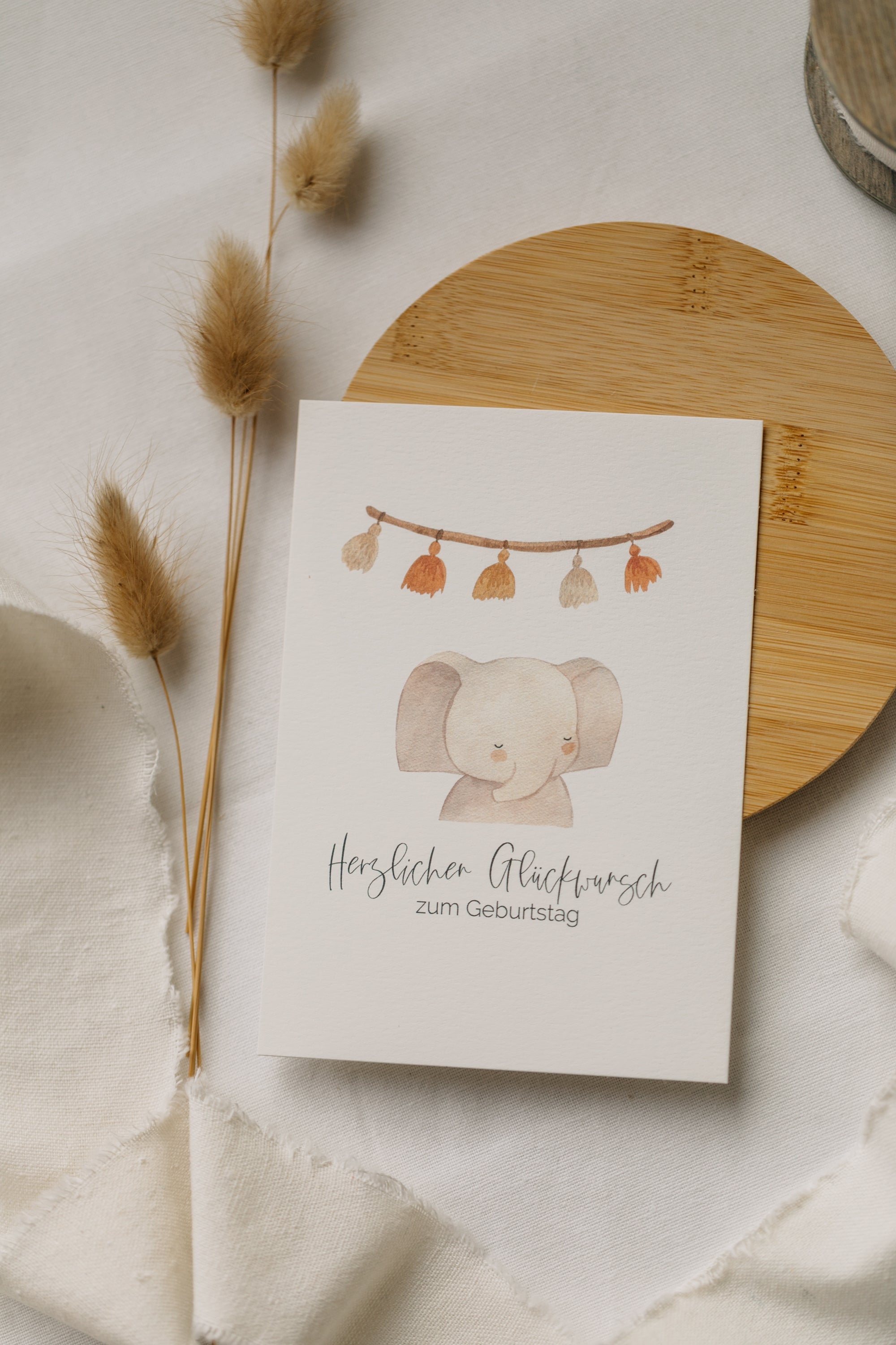 Postkarte Elefant "Herzlichen Glückwunsch zum Geburstag"