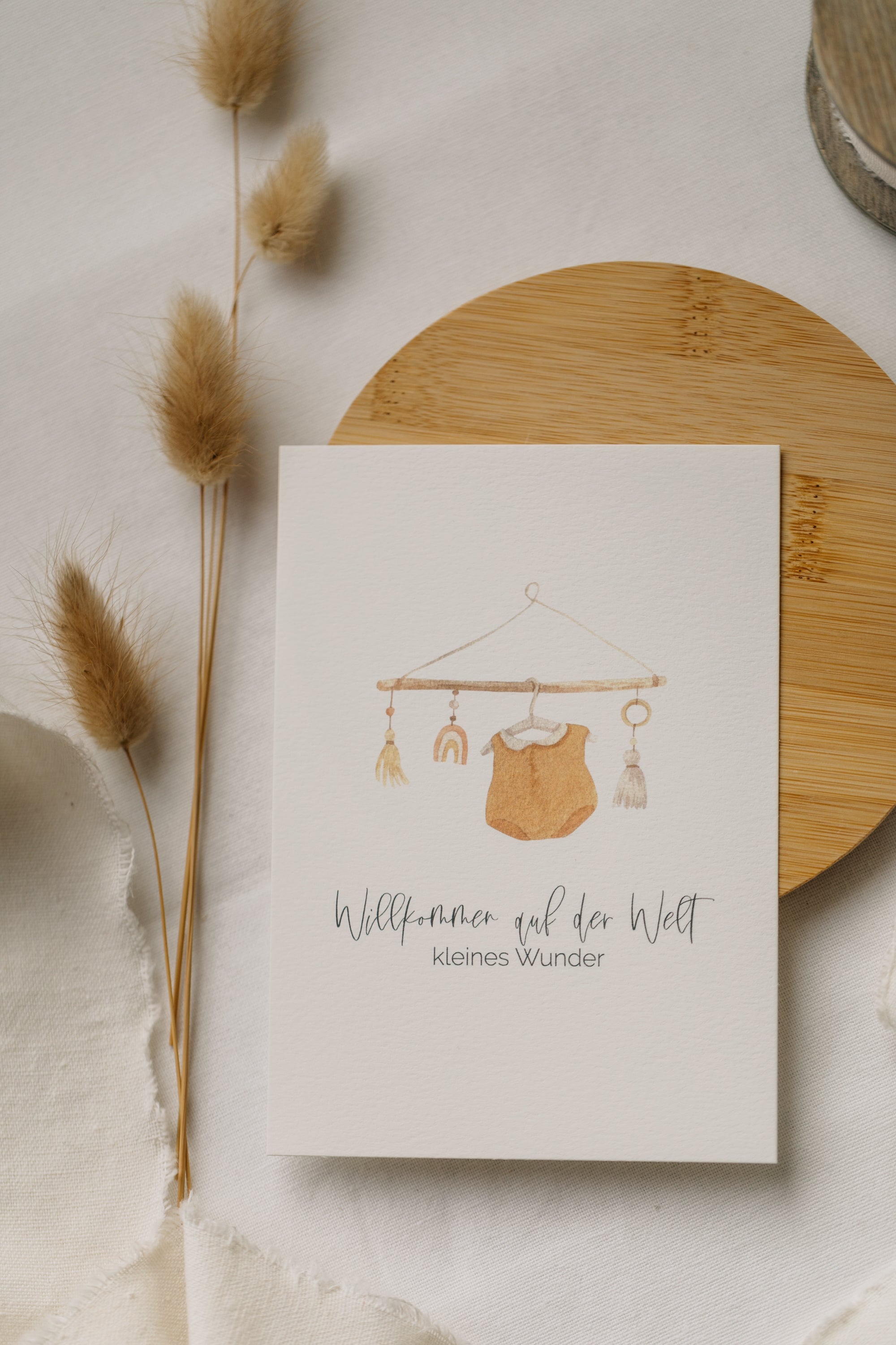 Postkarte Baby "Willkommen auf der Welt kleines Wunder"