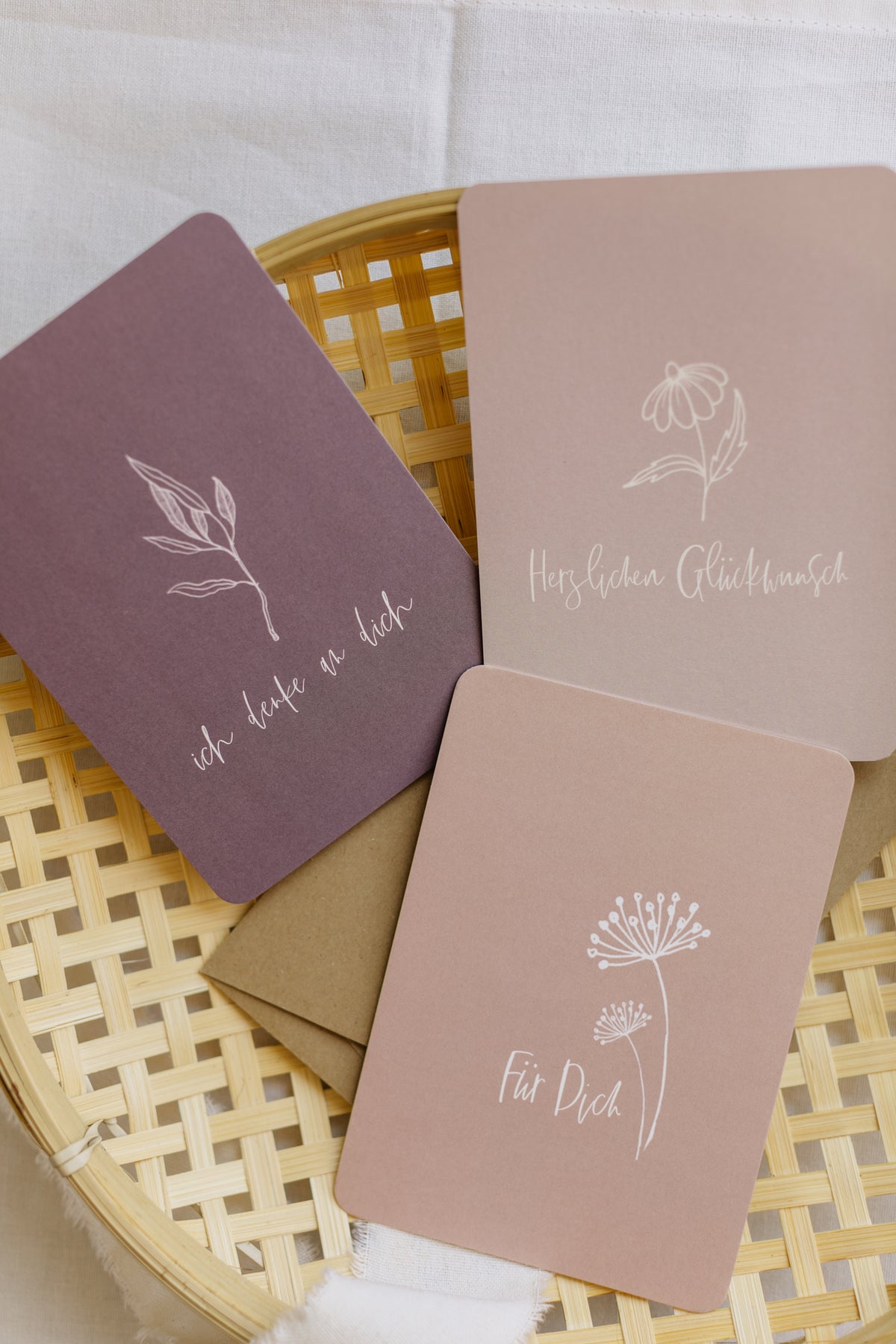 Postkarte "Ich denke an Dich" in Lila