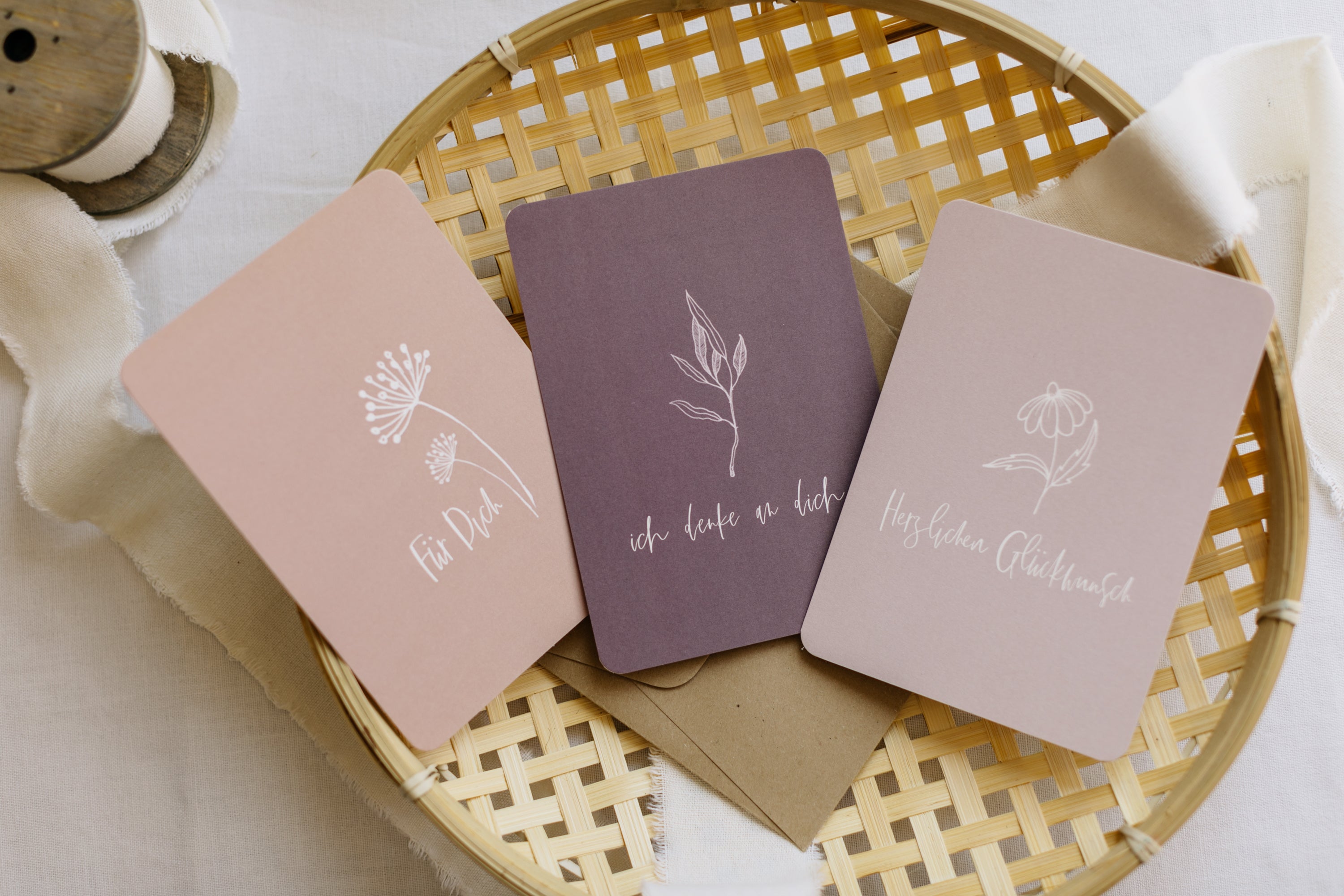 Postkarte "Ich denke an Dich" in Lila