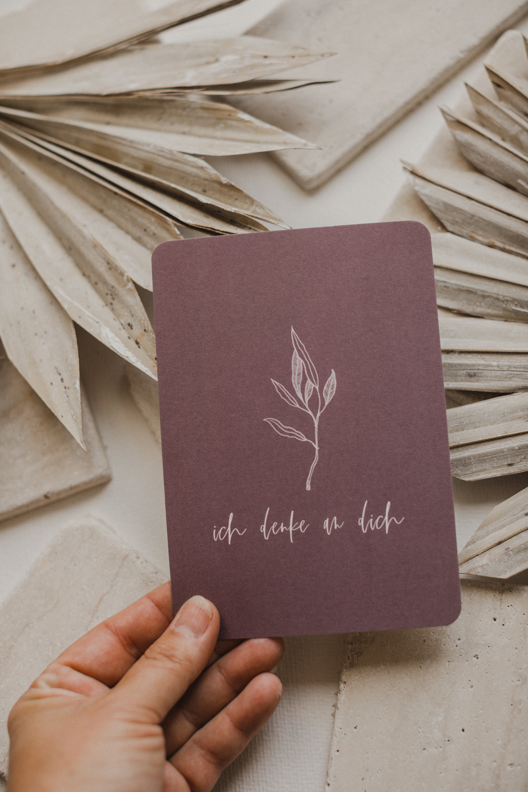 Postkarte "Ich denke an Dich" in Lila