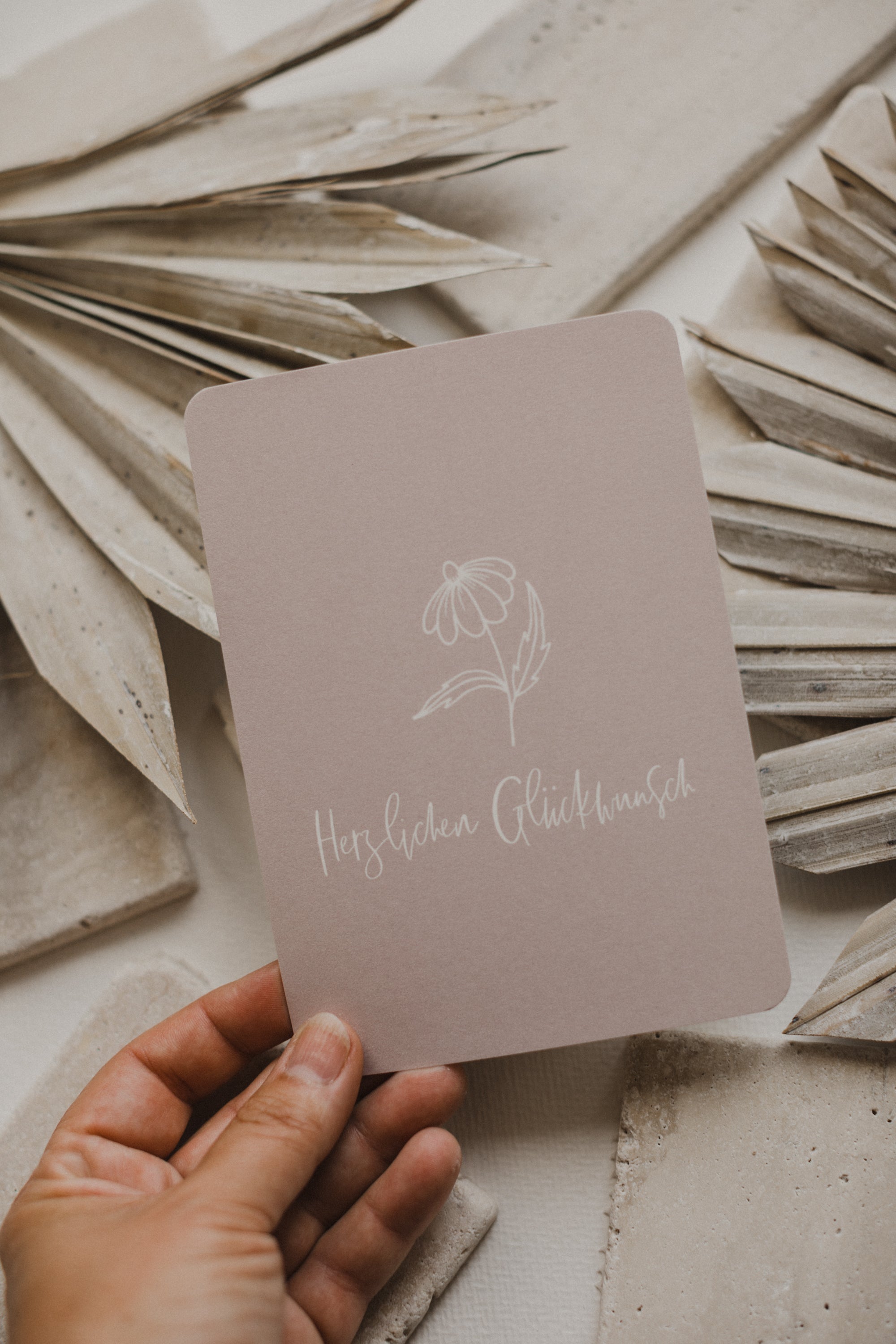 Postkarte "Herzlichen Glückwunsch" in hellem Rosa