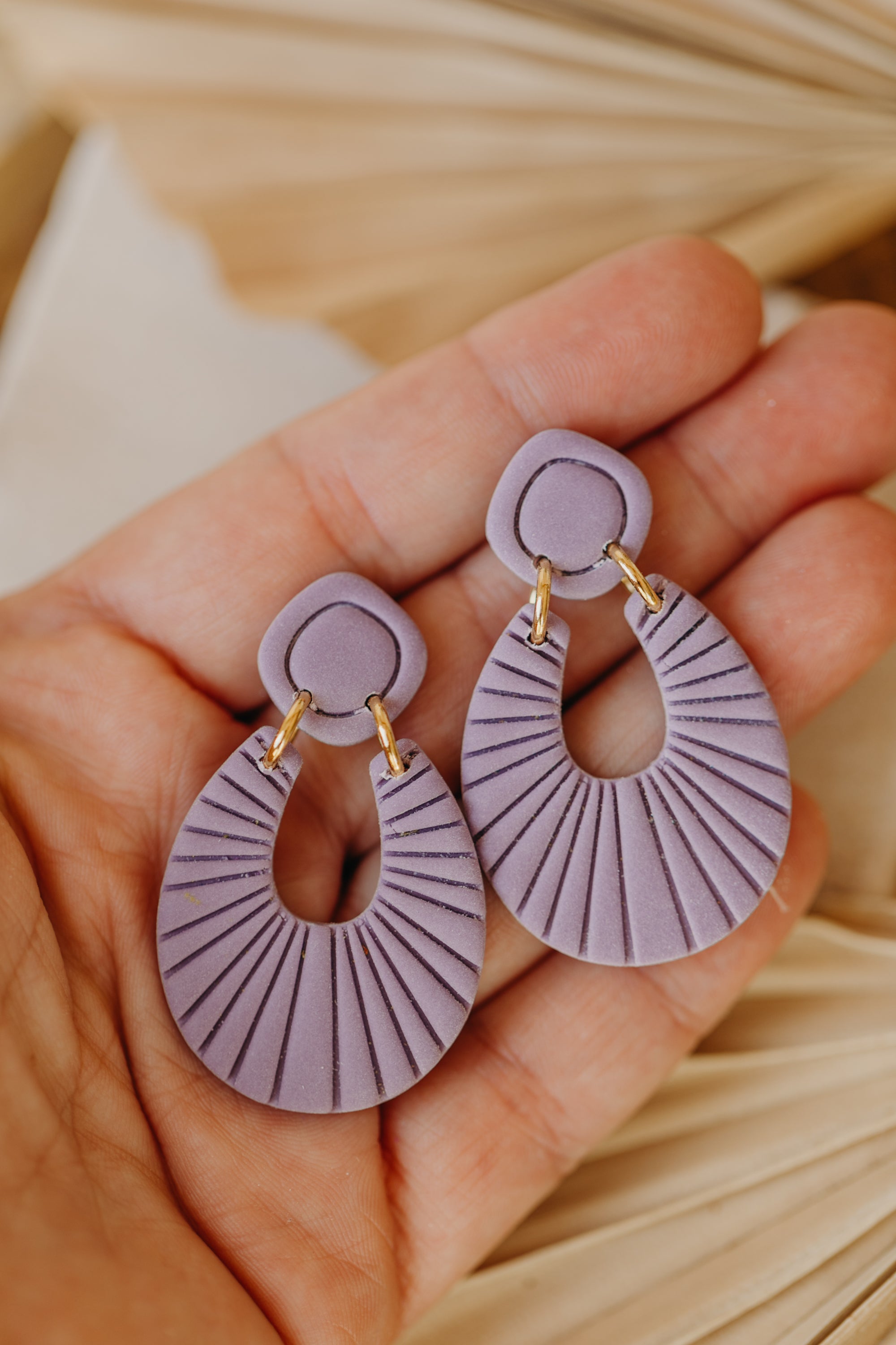 Francesca - Polymer clay earrings in orange, light purple and red