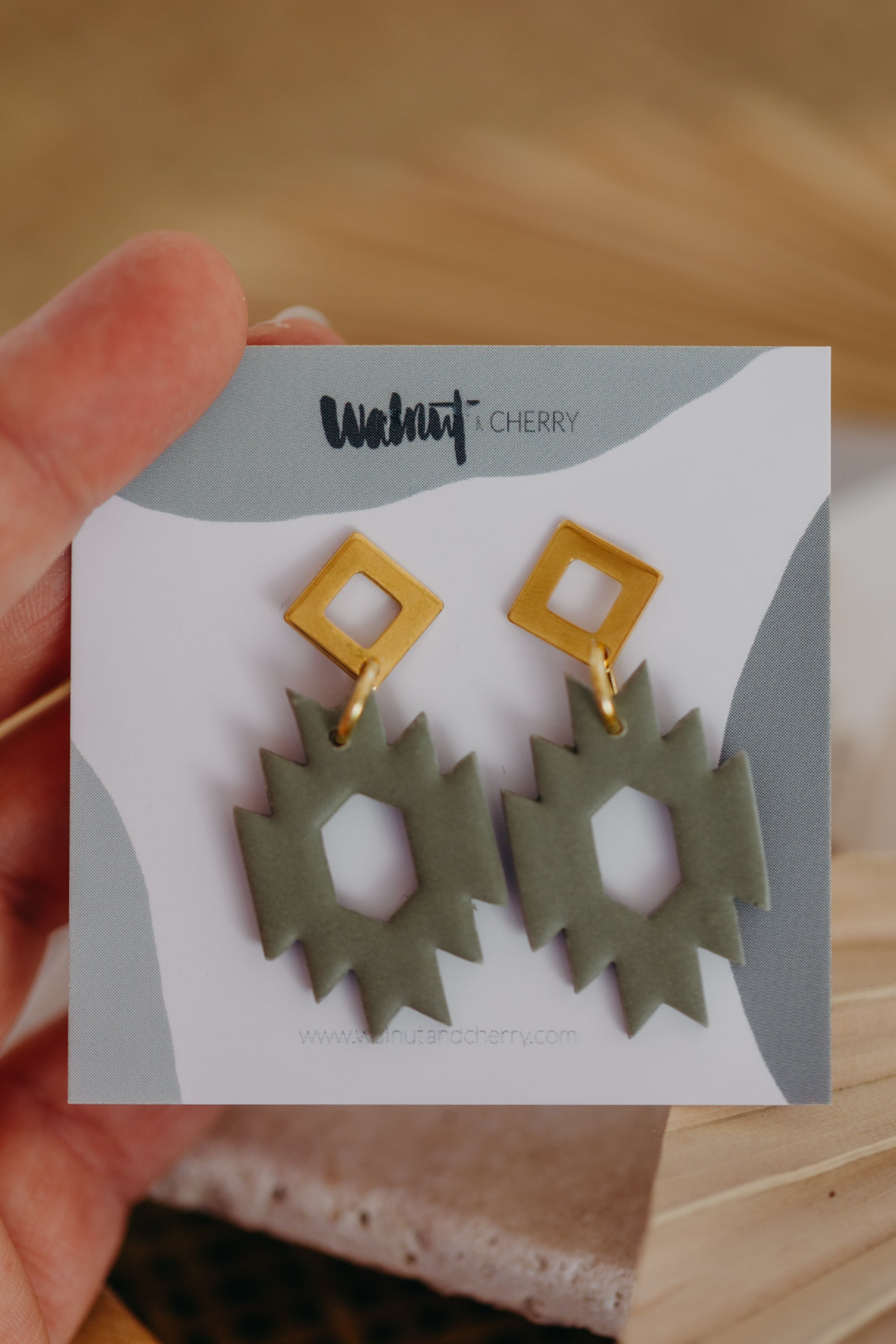 Polymer Clay Earring in Eucalyptus Green