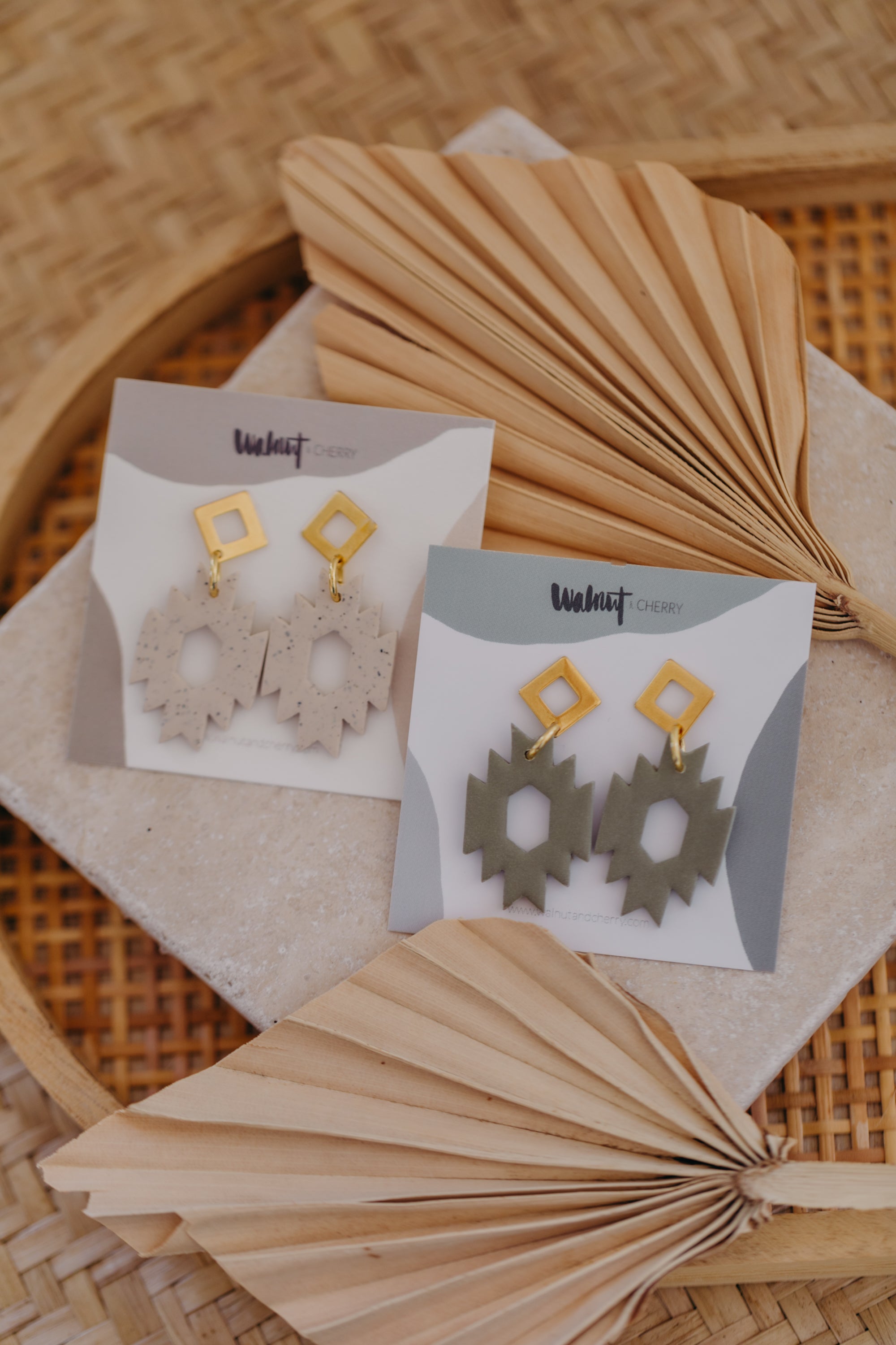 Polymer Clay Earring in Eucalyptus Green