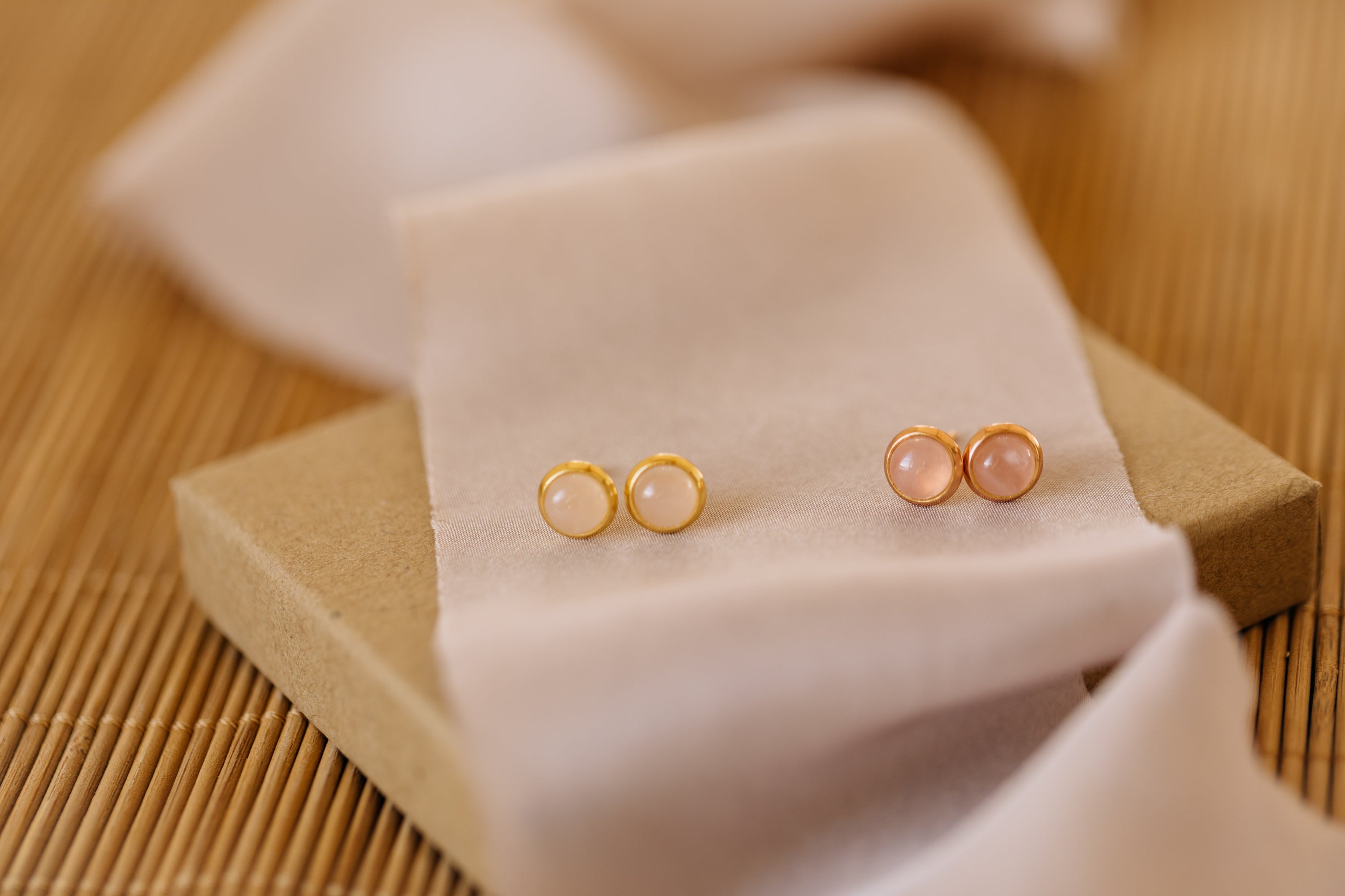 rosa Rosenquarz Edelstein Ohrstecker (6 mm)