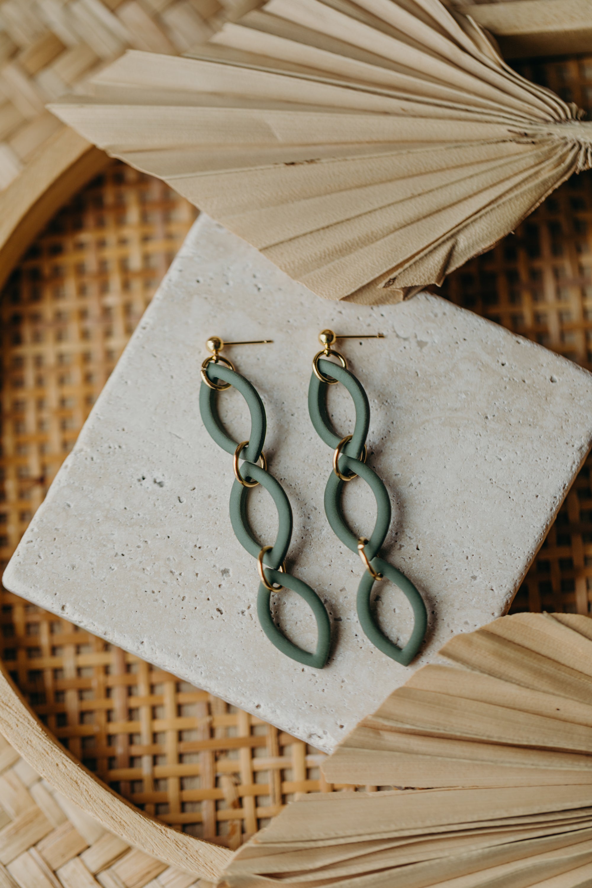 Polymer Clay Earring in Eucalyptus Green