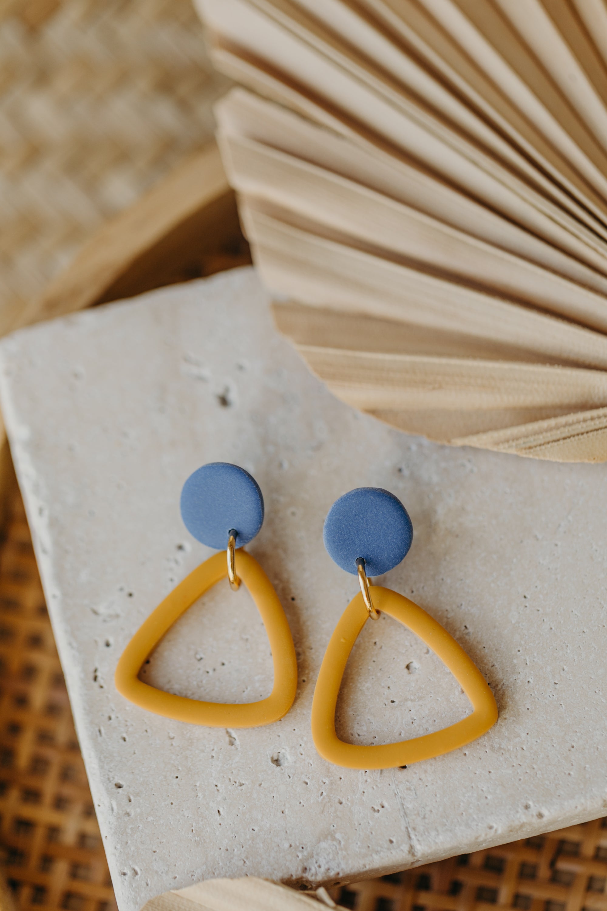 Francesca - Polymer clay earrings in orange, light purple and red