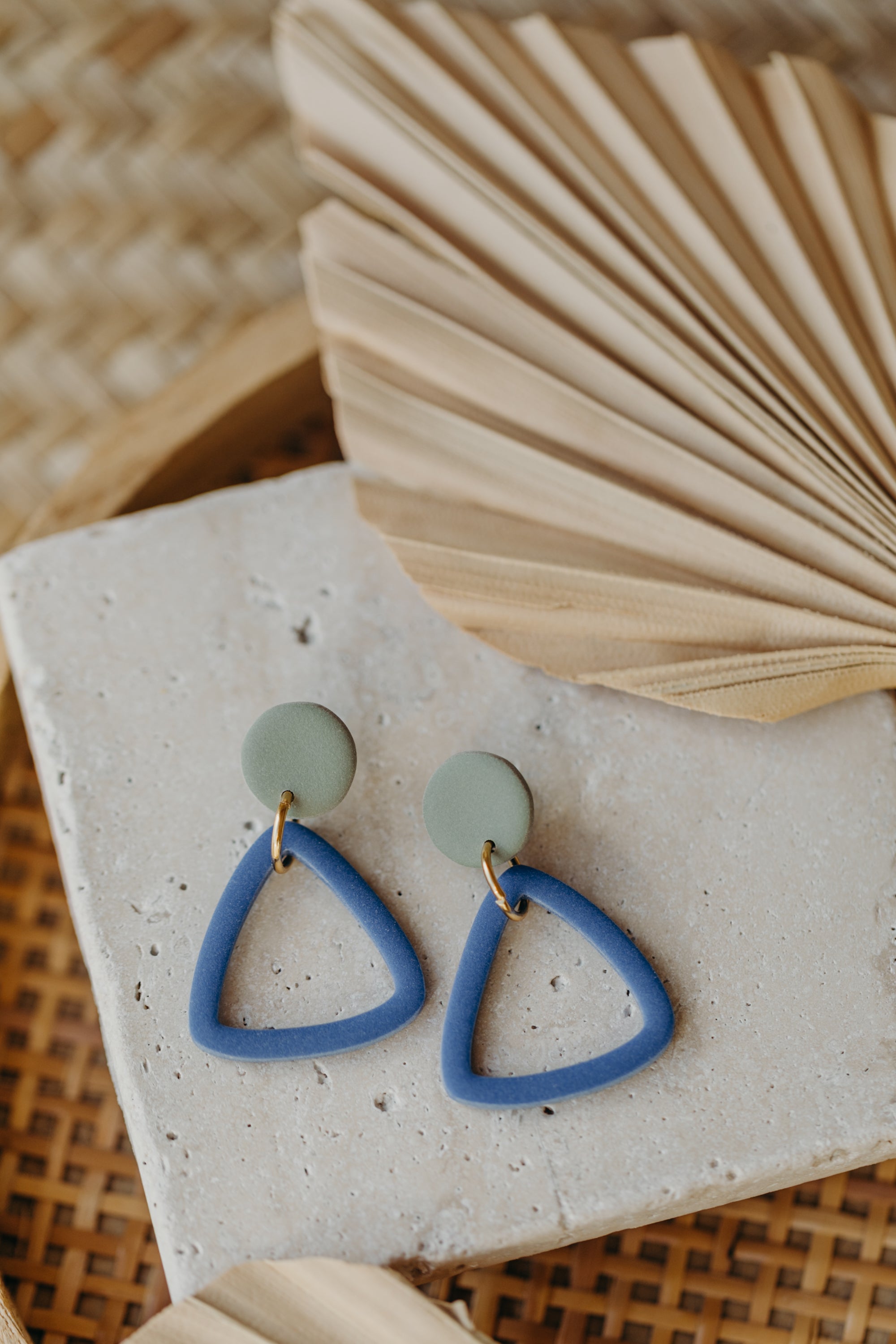 Francesca - Polymer clay earrings in orange, light purple and red