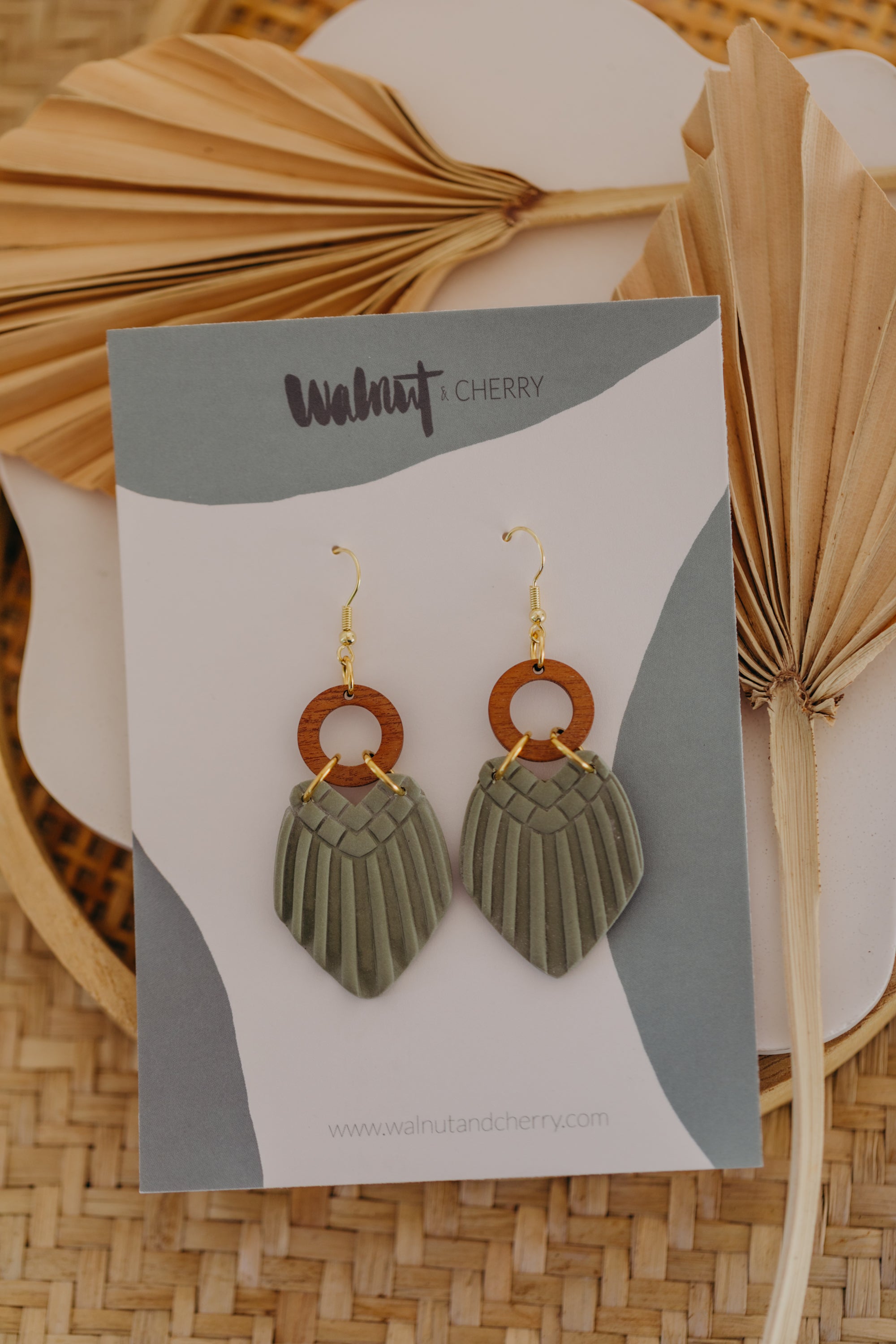 Polymer Clay Earring in Eucalyptus Green