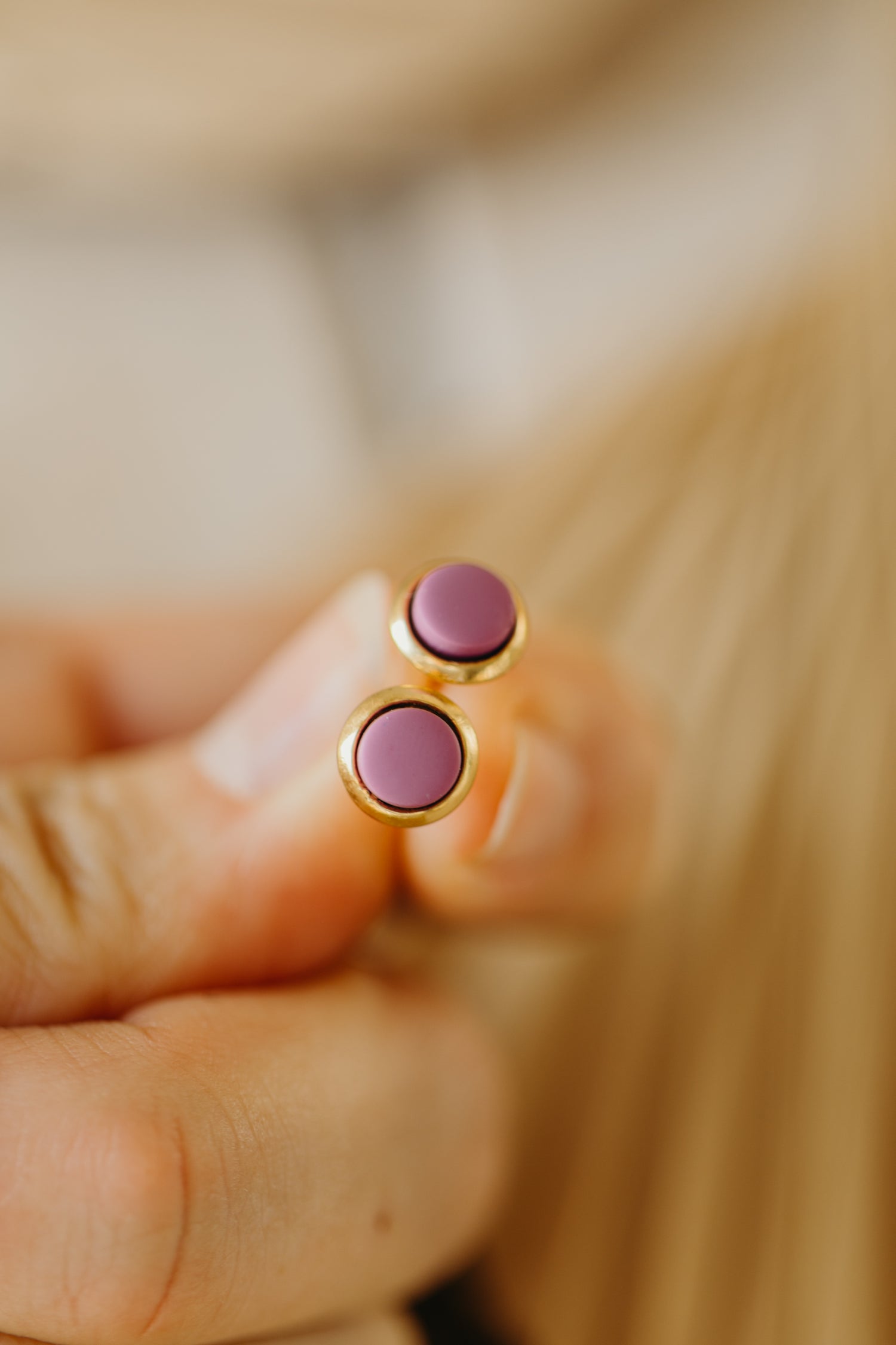 STELLA - small round gold-colored polymer clay earrings in bright colors