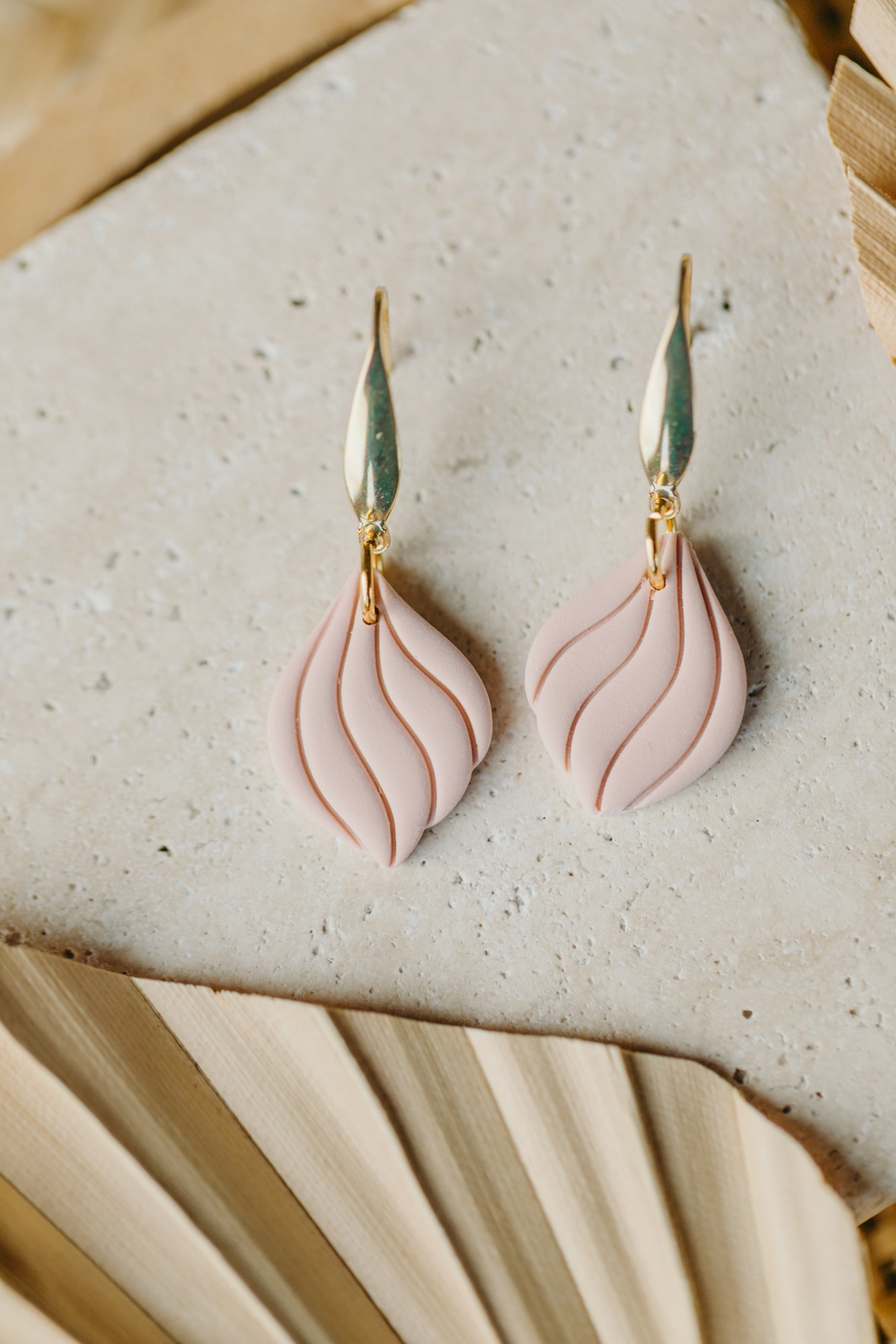 SUSAN - Curved Pink Polymer Clay Earrings