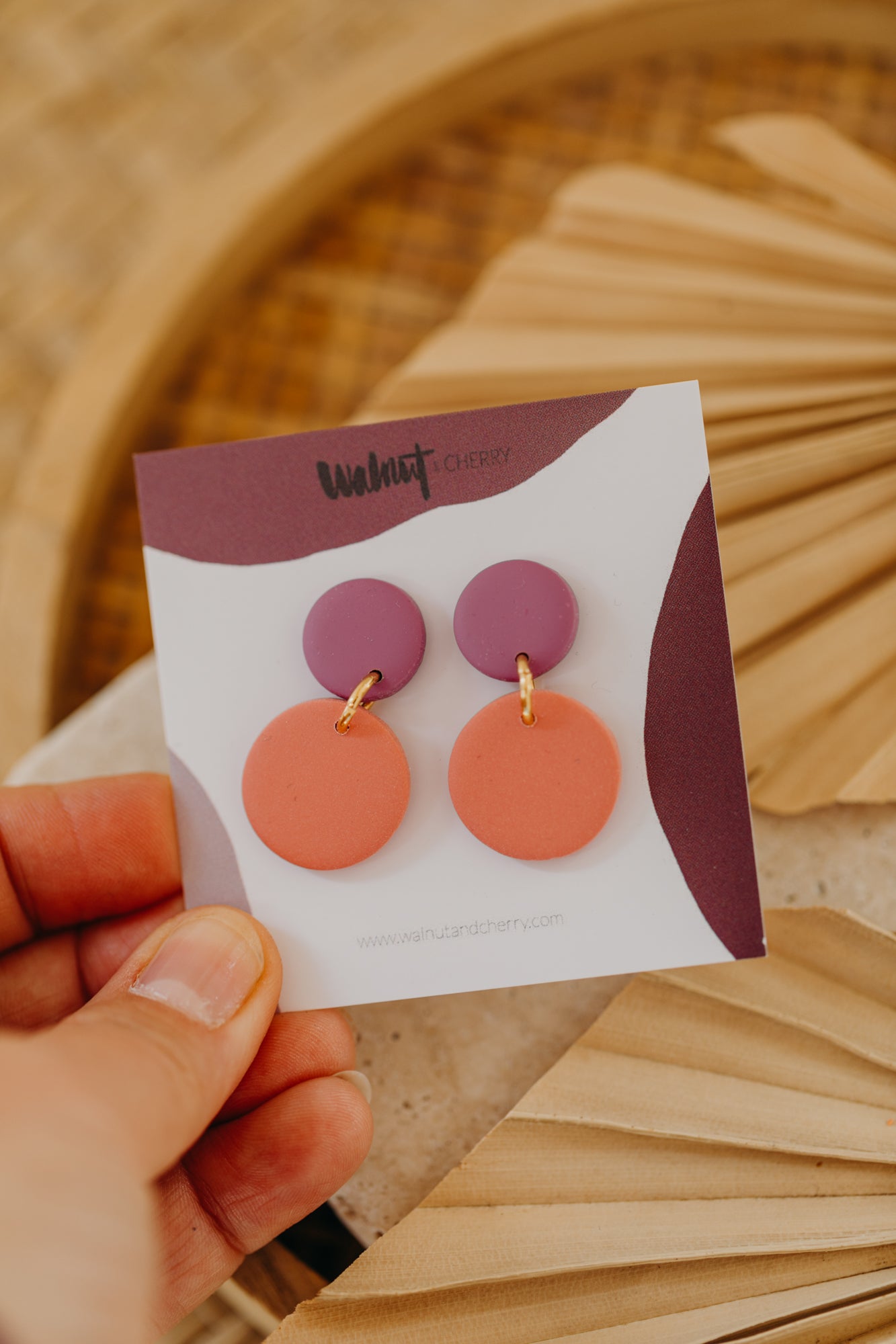 SUSI - zweifarbige Ohrringe aus Polymer Ton - Misty Mauve/Flamingo