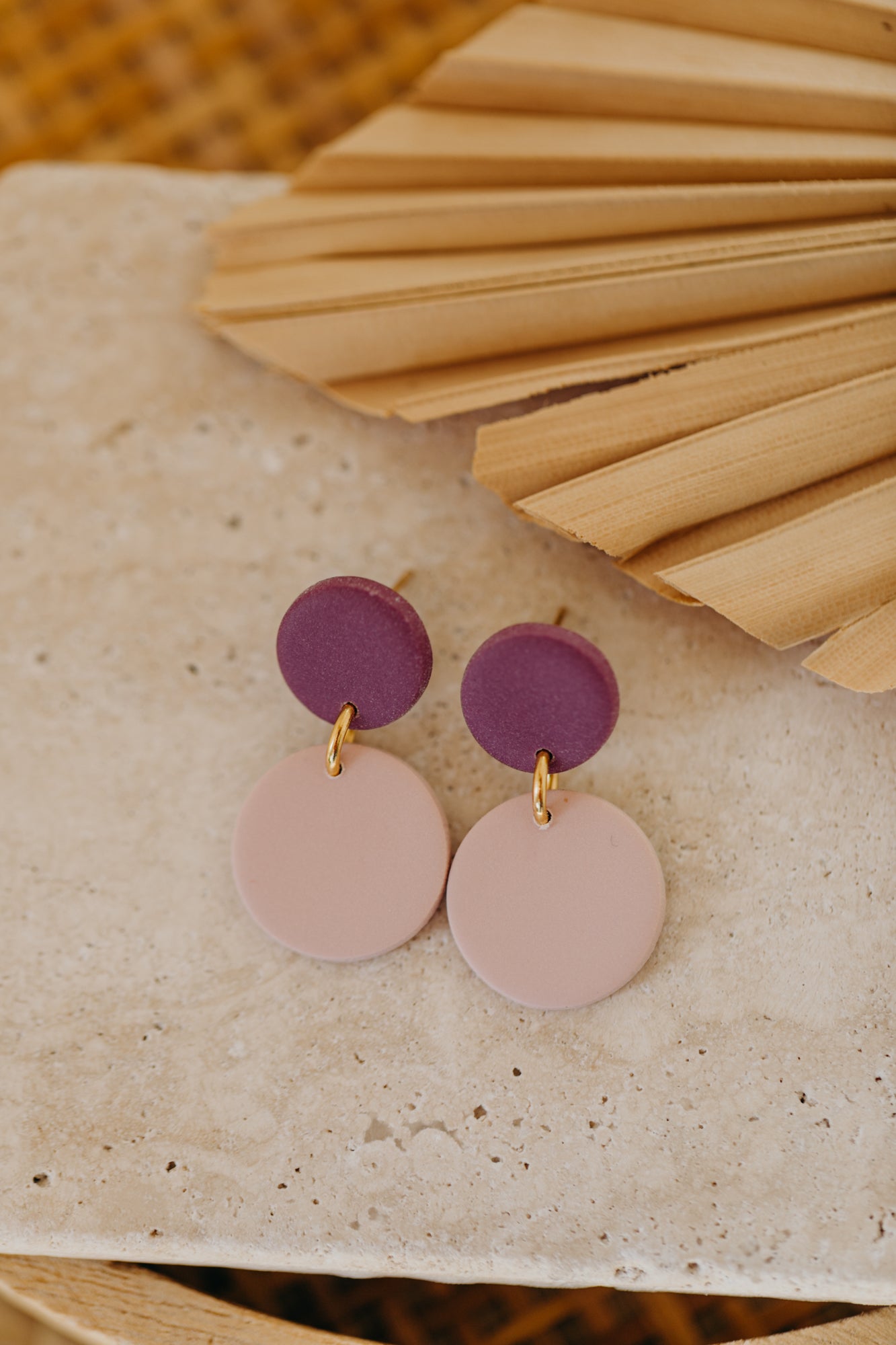 SUSI - zweifarbige bunte Ohrringe aus Polymer Ton - Misty Mauve/Rosa