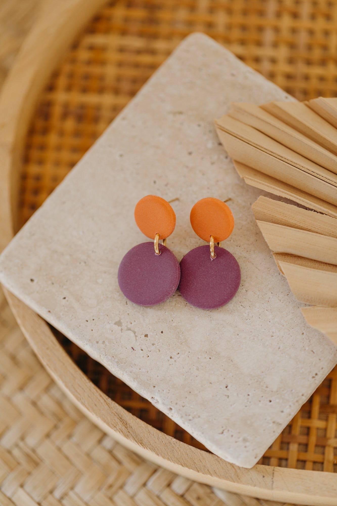 SUSI - zweifarbige bunte Ohrringe aus Polymer Ton - Misty Mauve/Orange