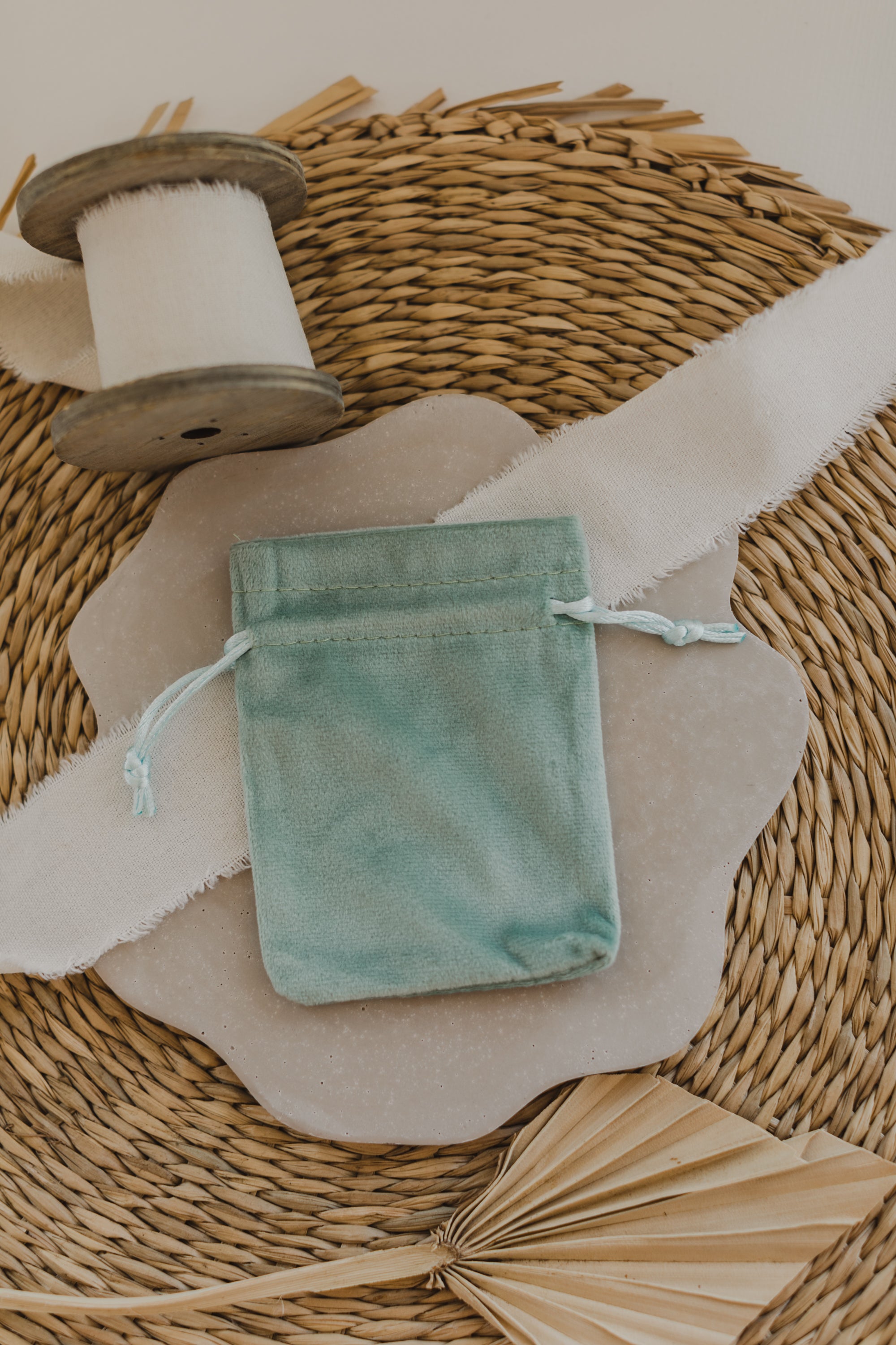 small golden paper bag with white dots