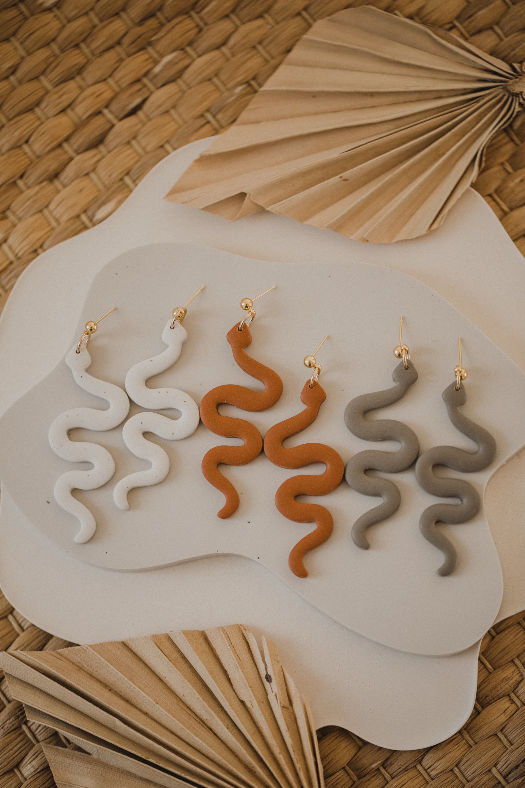 round polymer clay earrings with brass pendant circle