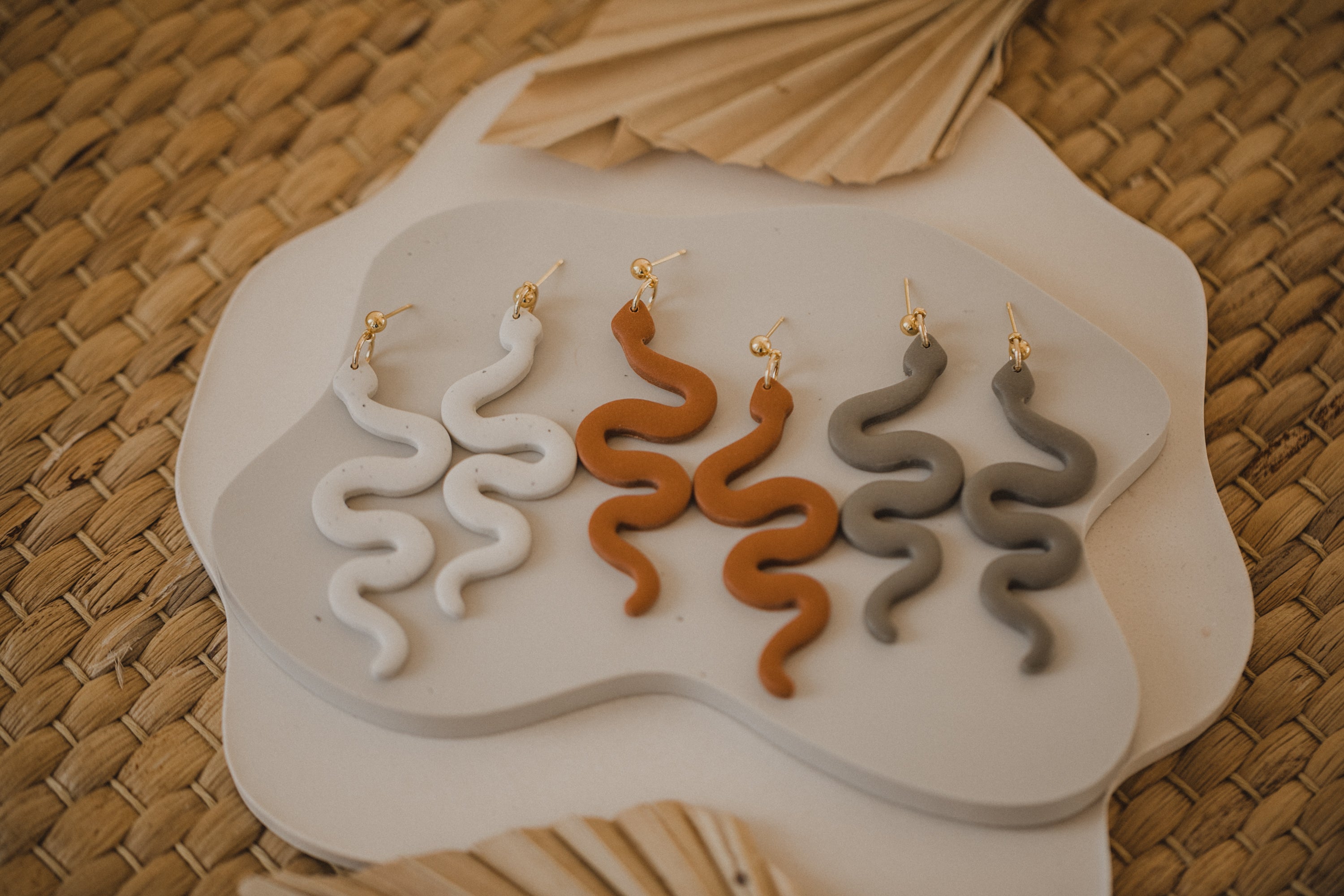 round polymer clay earrings with brass pendant circle