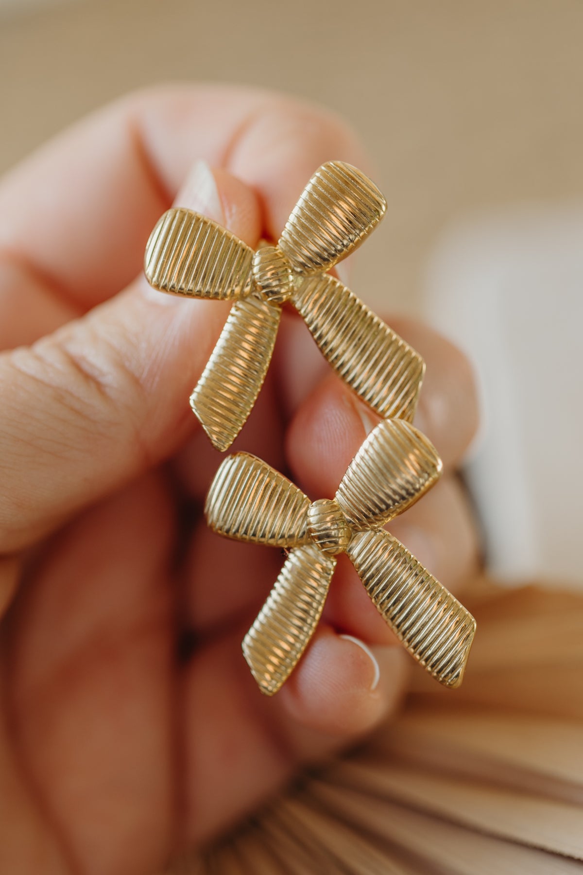große Bow Knot Ohrringe mit Muster