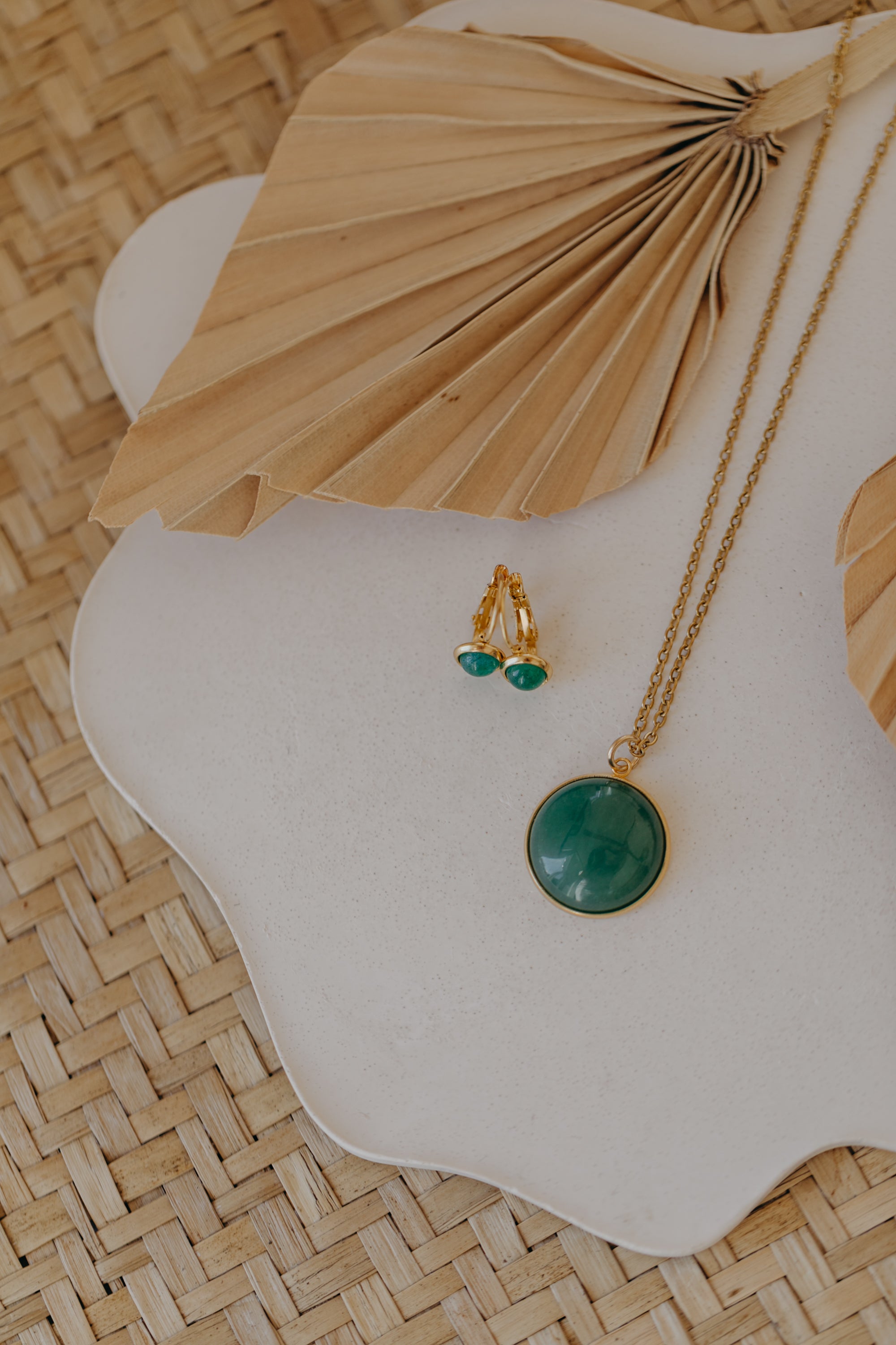necklace with white jade gemstone