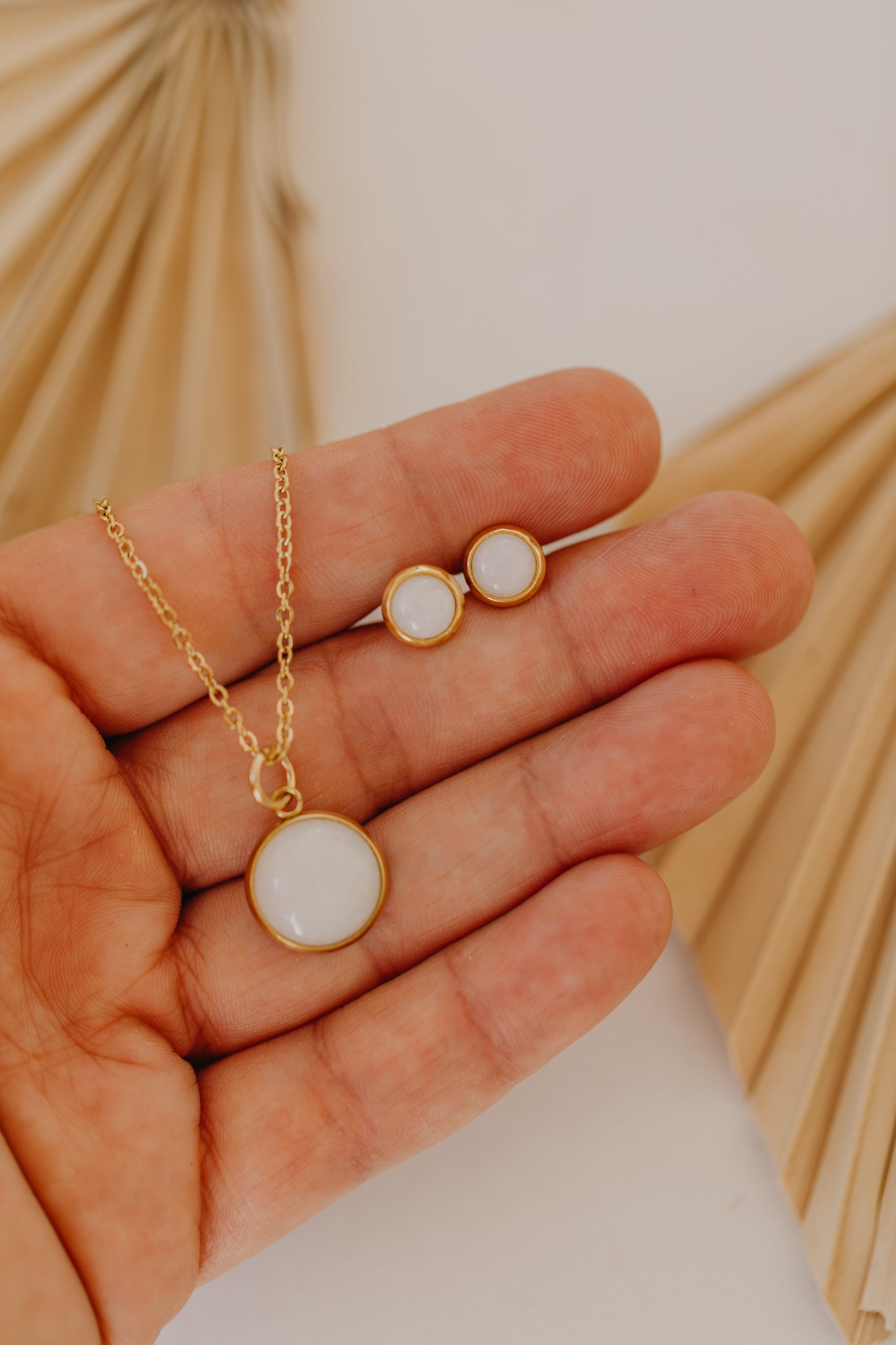 necklace with white jade gemstone