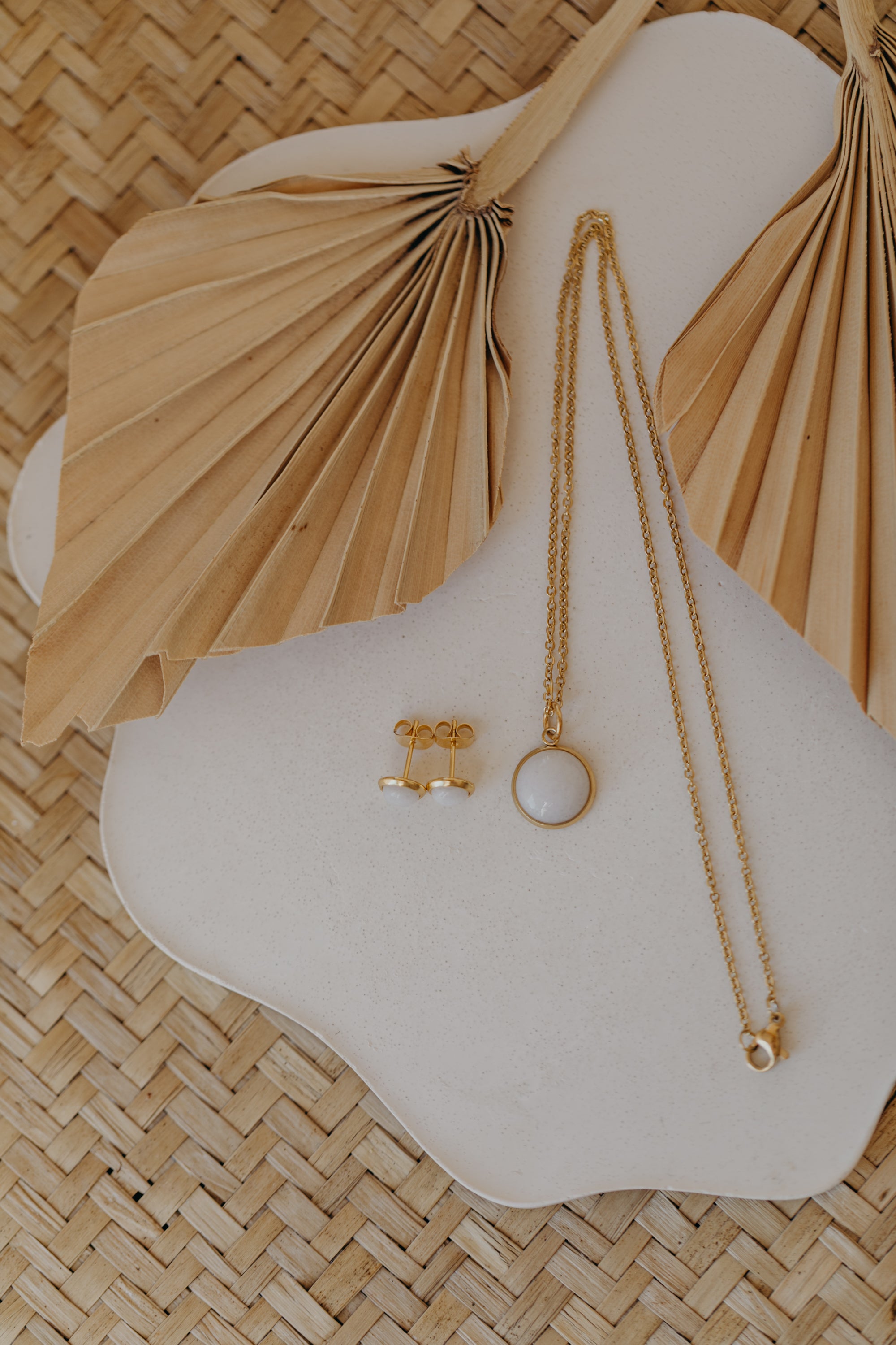 necklace with white jade gemstone