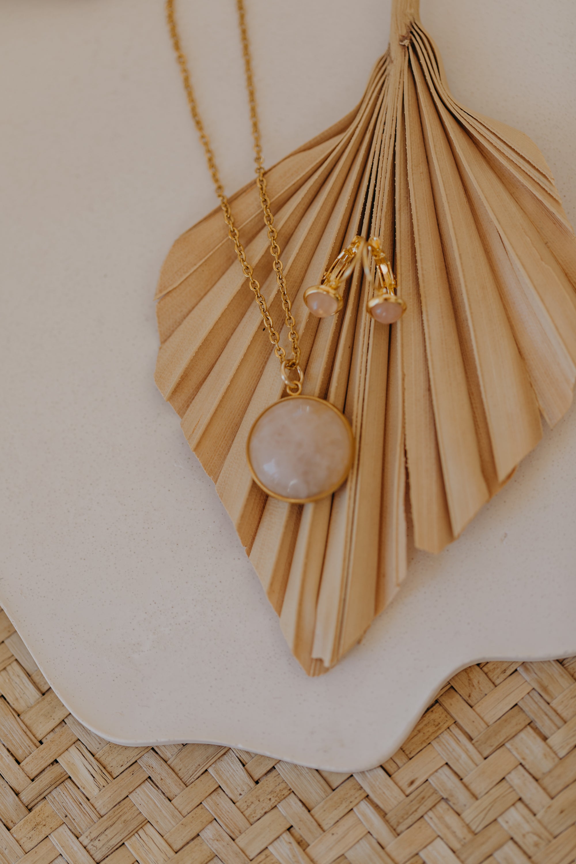 necklace with white jade gemstone
