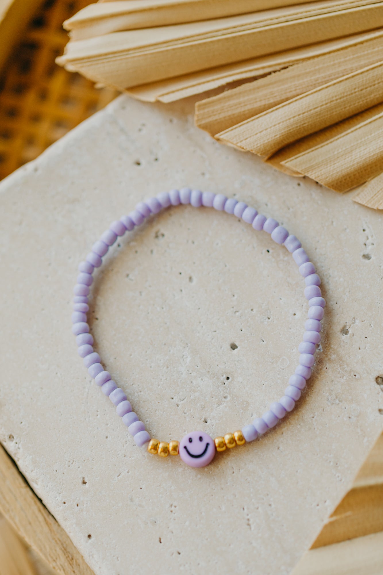 SMILEY Kinder Perlen-Armband in hellem Lila