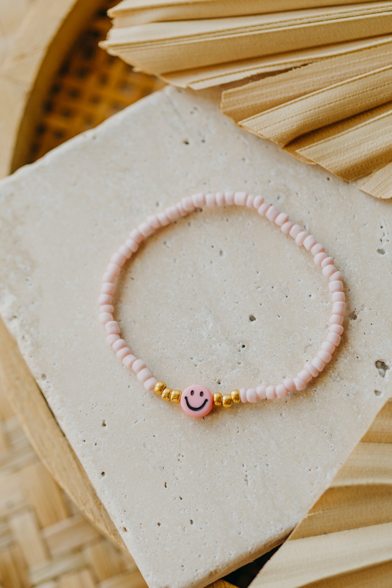 SMILEY Kinder Perlen-Armband in hellem Rosa
