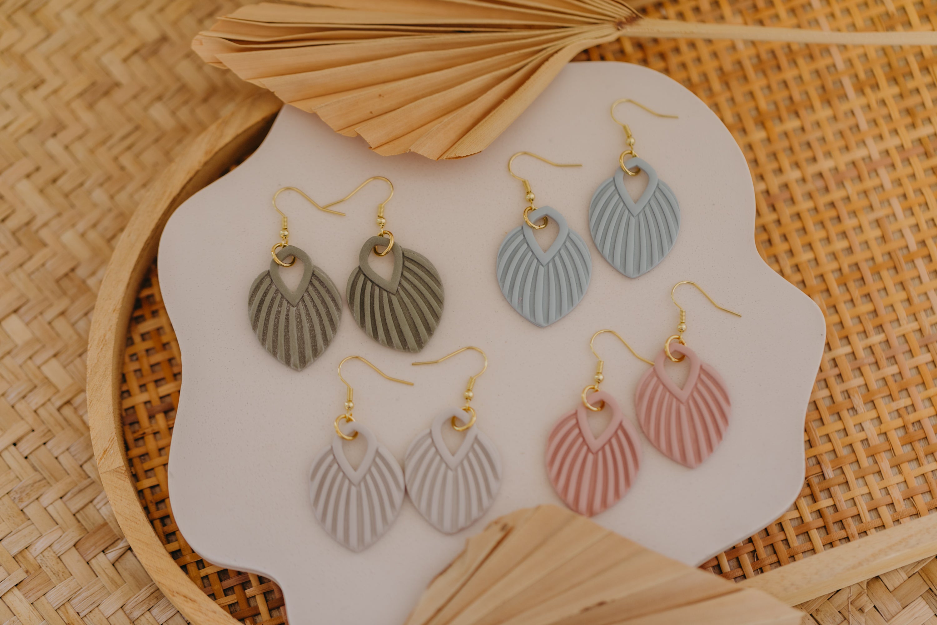 Polymer Clay Earring in Eucalyptus Green