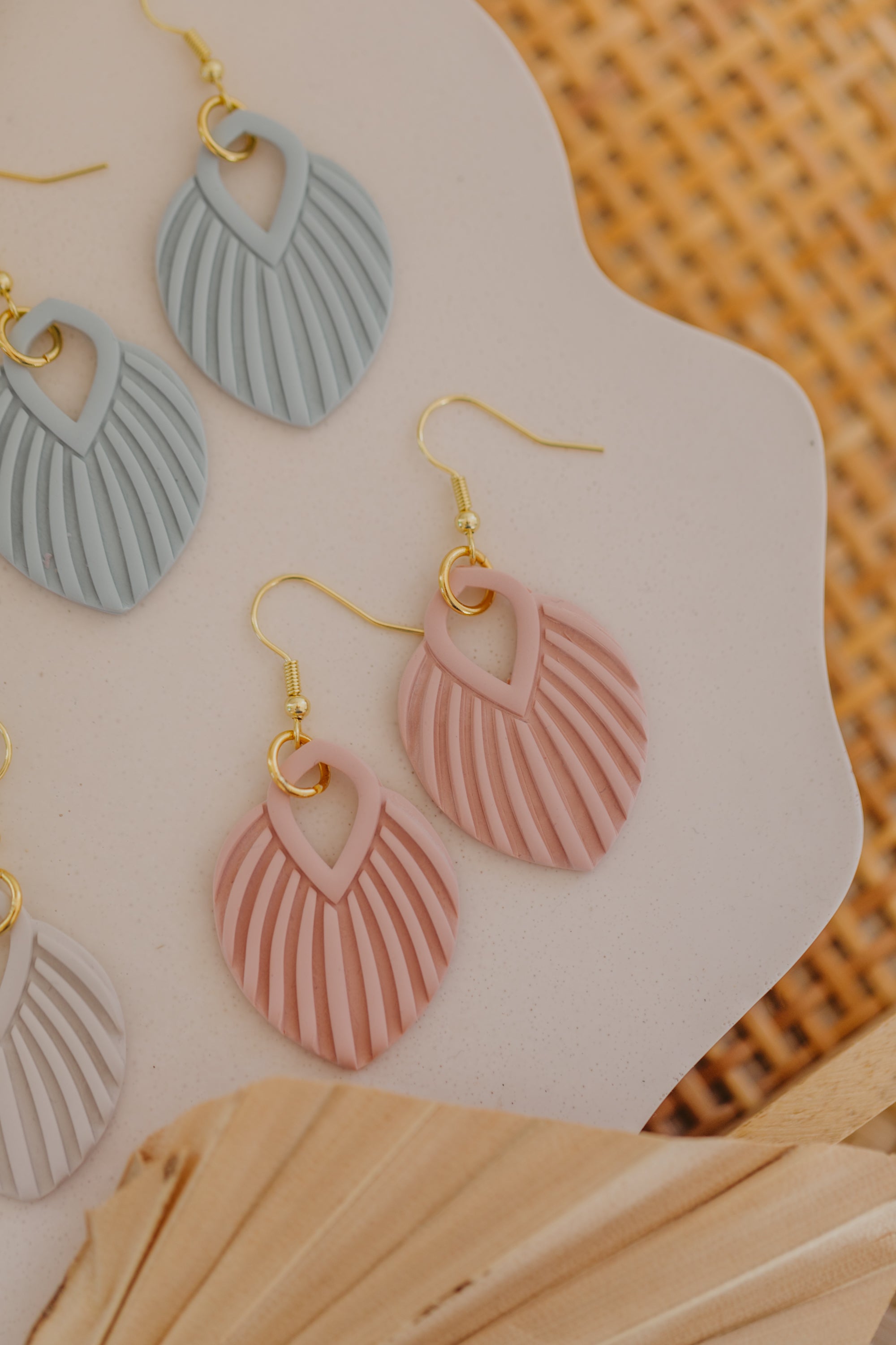 Polymer Clay Earring in Eucalyptus Green