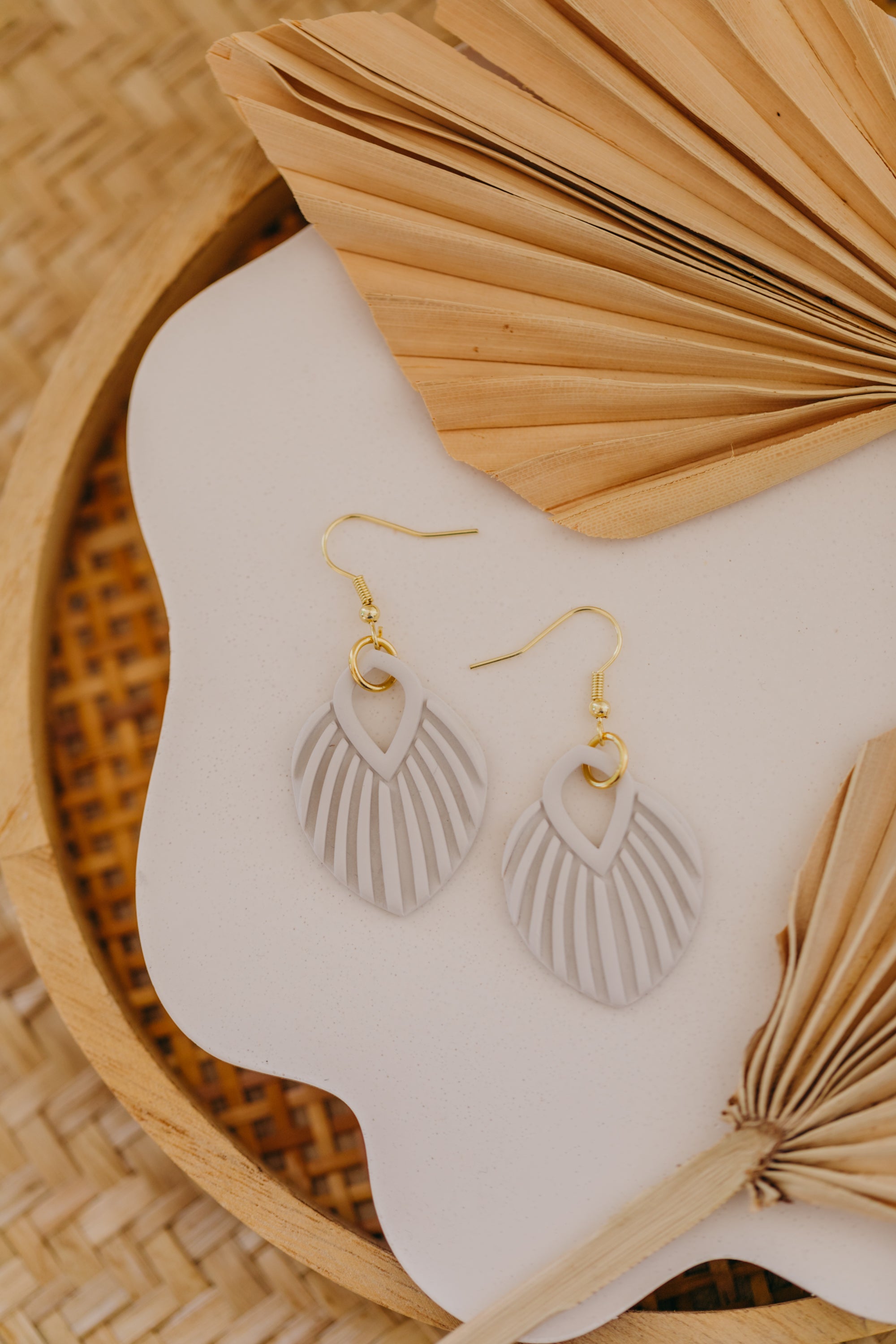 Polymer Clay Earring in Eucalyptus Green