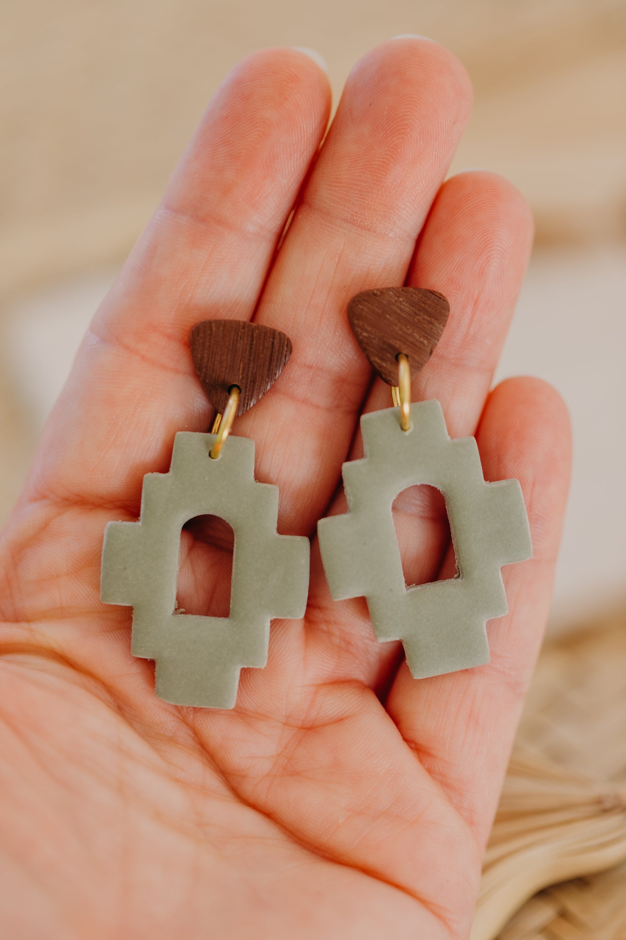 round polymer clay earrings with brass pendant circle